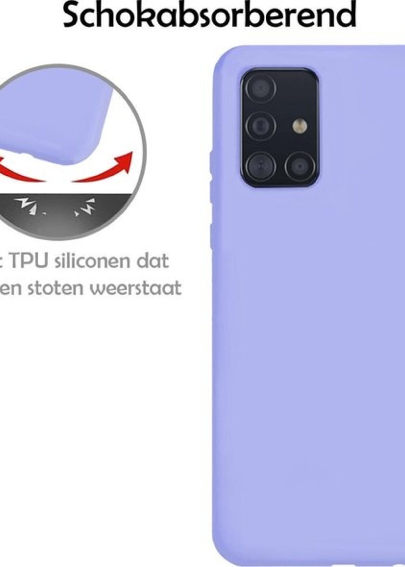 LUQ Hoesje Geschikt voor Samsung A71 Hoesje Siliconen Case - Hoes Geschikt voor Samsung Galaxy A71 Hoes Siliconen - Lila