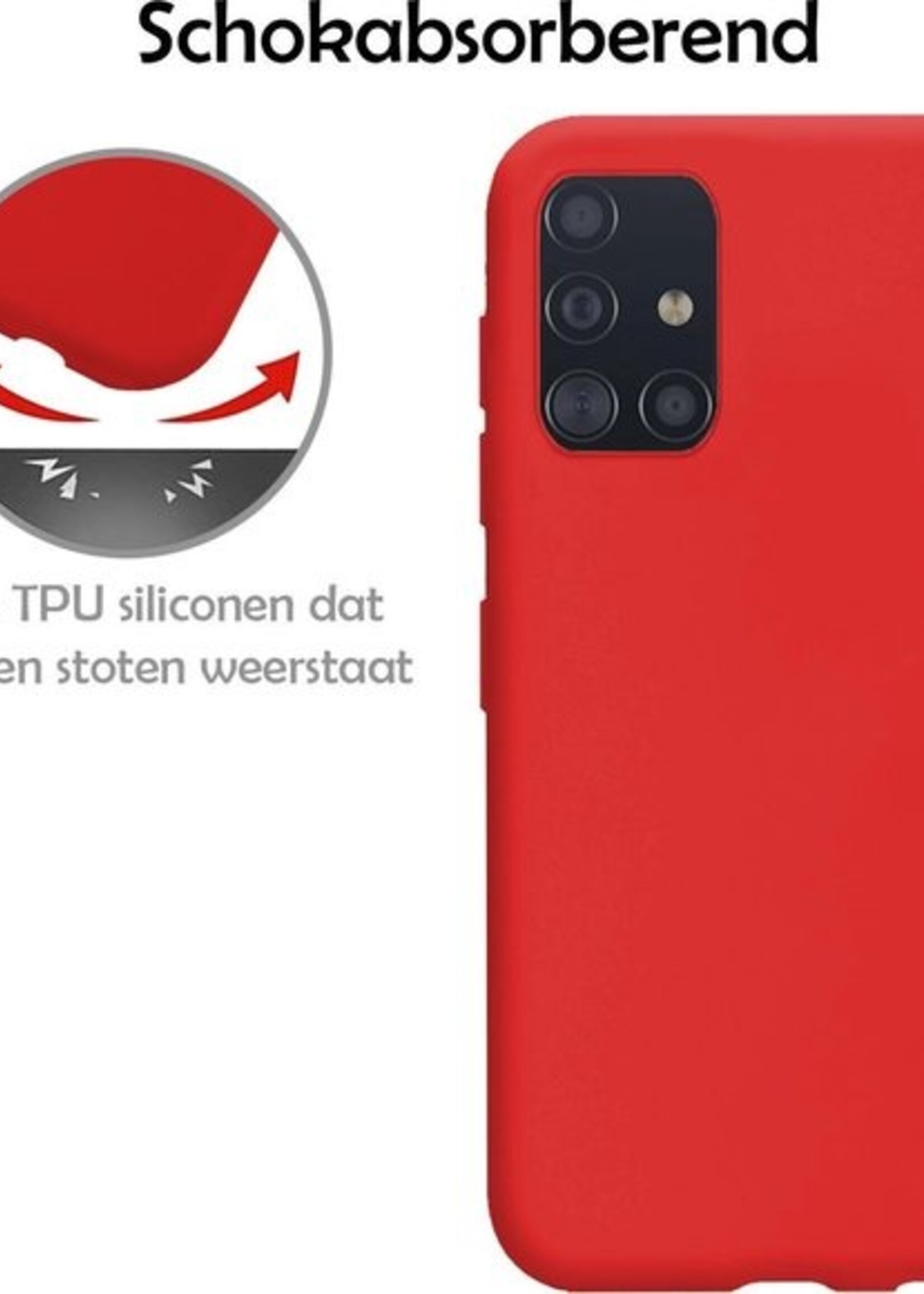 LUQ Hoesje Geschikt voor Samsung A71 Hoesje Siliconen Case - Hoes Geschikt voor Samsung Galaxy A71 Hoes Siliconen - Rood