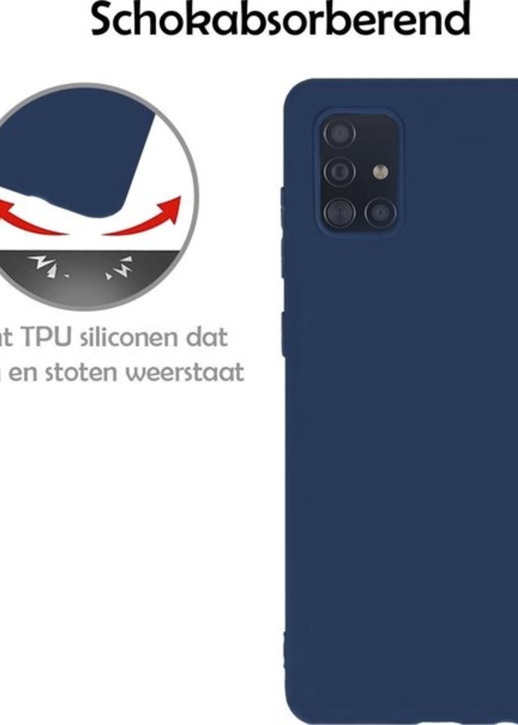 LUQ Hoesje Geschikt voor Samsung A51 Hoesje Siliconen Case - Hoes Geschikt voor Samsung Galaxy A51 Hoes Siliconen - Donkerblauw - 2 Stuks