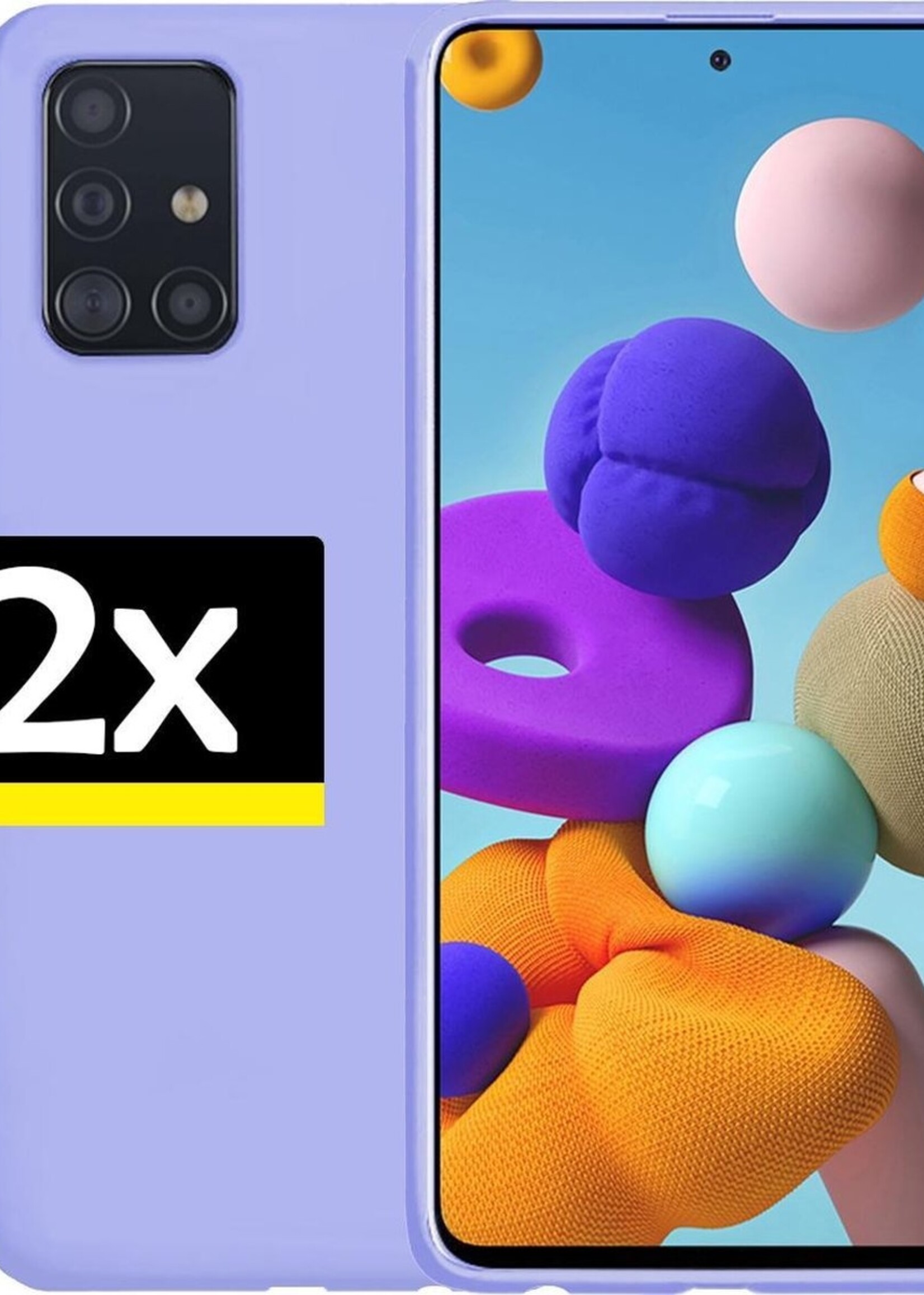 LUQ Hoesje Geschikt voor Samsung A51 Hoesje Siliconen Case - Hoes Geschikt voor Samsung Galaxy A51 Hoes Siliconen - Lila - 2 Stuks