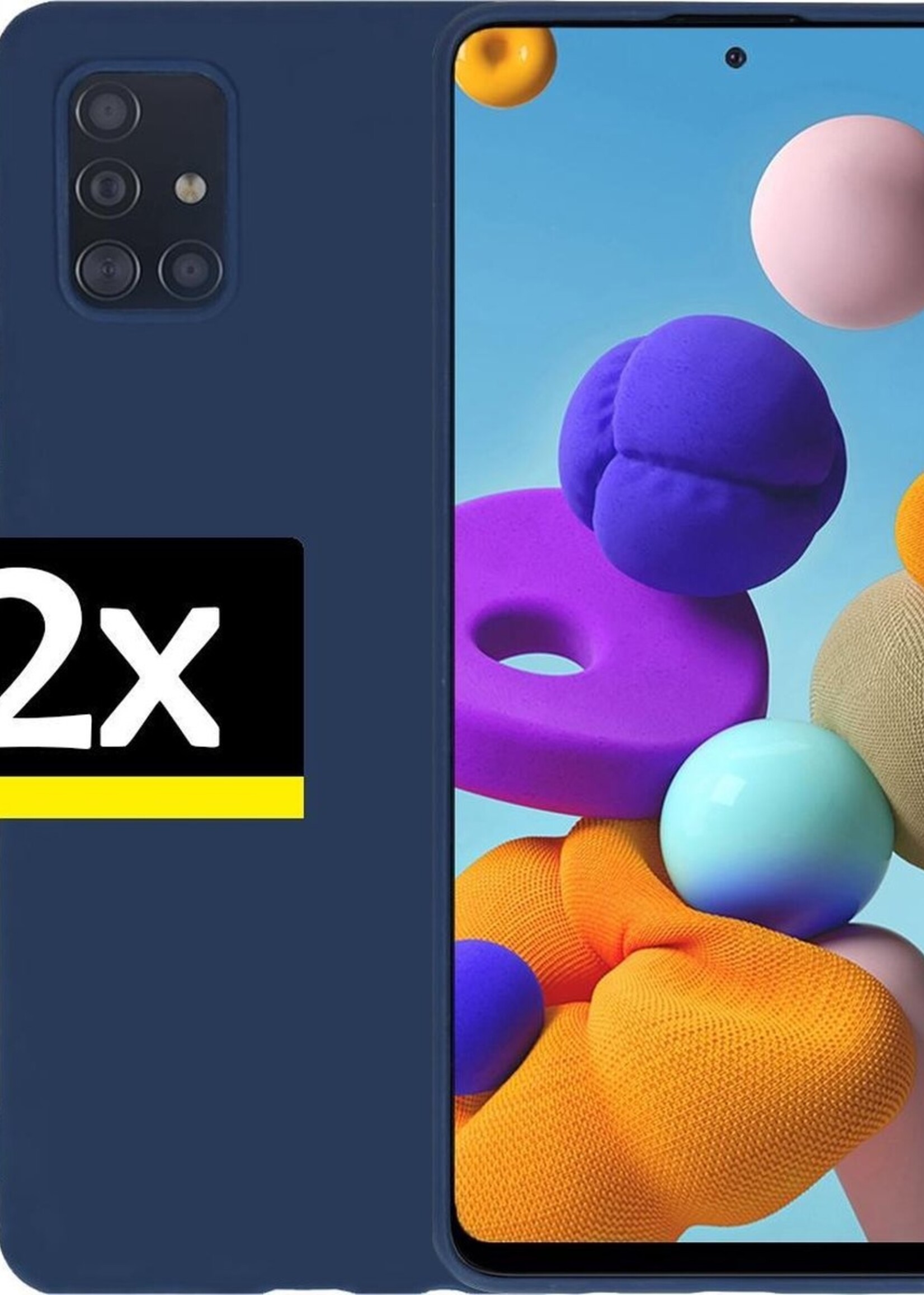 LUQ Hoesje Geschikt voor Samsung A71 Hoesje Siliconen Case - Hoes Geschikt voor Samsung Galaxy A71 Hoes Siliconen - Donkerblauw - 2 Stuks