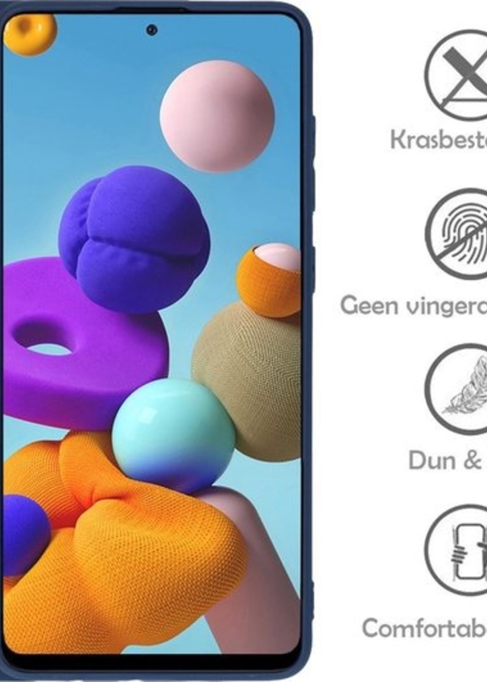 LUQ Hoesje Geschikt voor Samsung A71 Hoesje Siliconen Case - Hoes Geschikt voor Samsung Galaxy A71 Hoes Siliconen - Donkerblauw - 2 Stuks