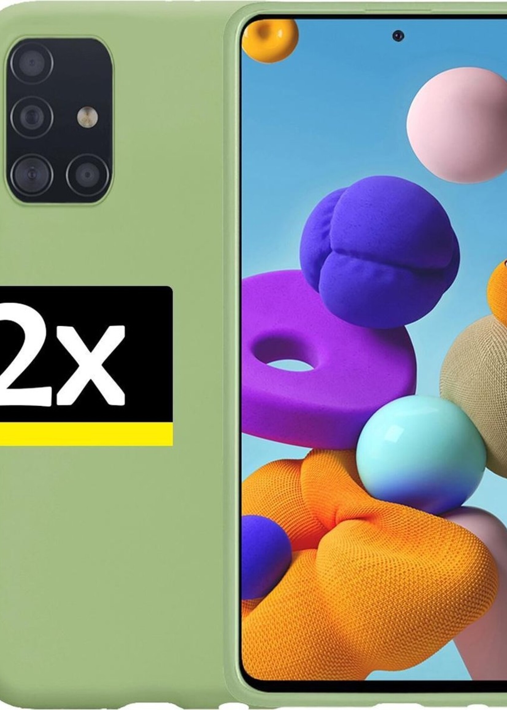 LUQ Hoesje Geschikt voor Samsung A71 Hoesje Siliconen Case - Hoes Geschikt voor Samsung Galaxy A71 Hoes Siliconen - Groen - 2 Stuks