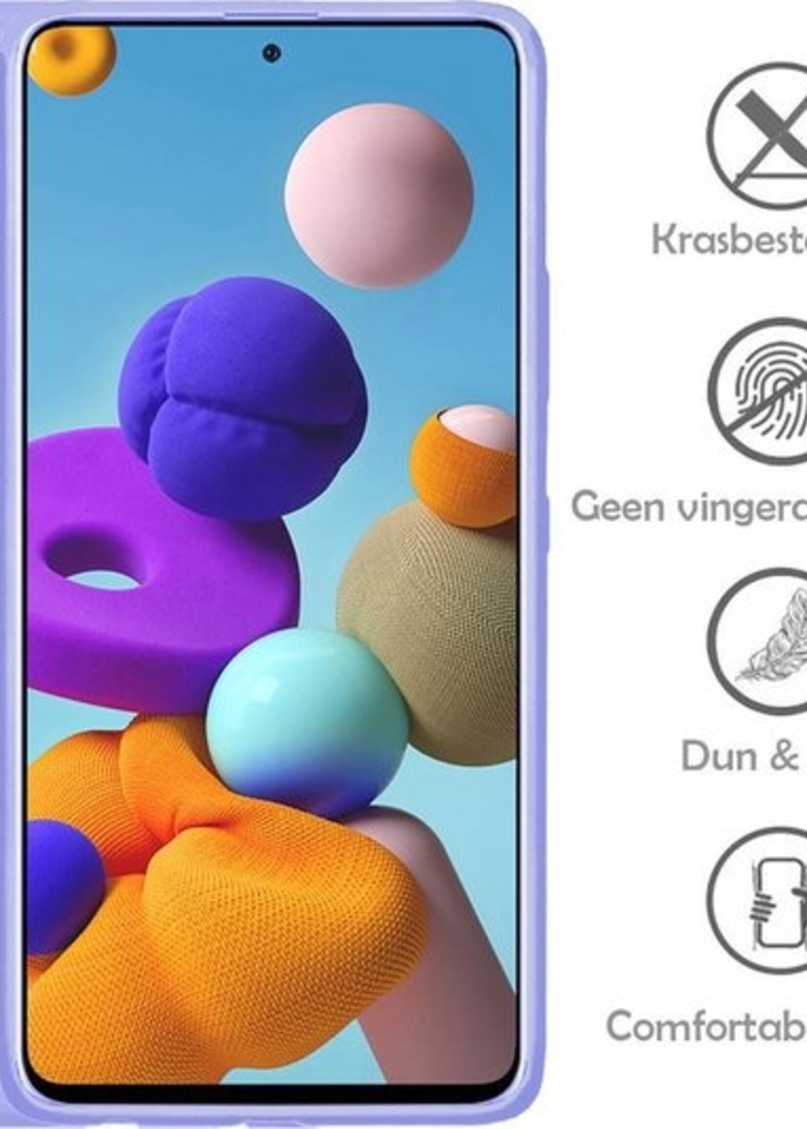 LUQ Hoesje Geschikt voor Samsung A71 Hoesje Siliconen Case - Hoes Geschikt voor Samsung Galaxy A71 Hoes Siliconen - Lila - 2 Stuks