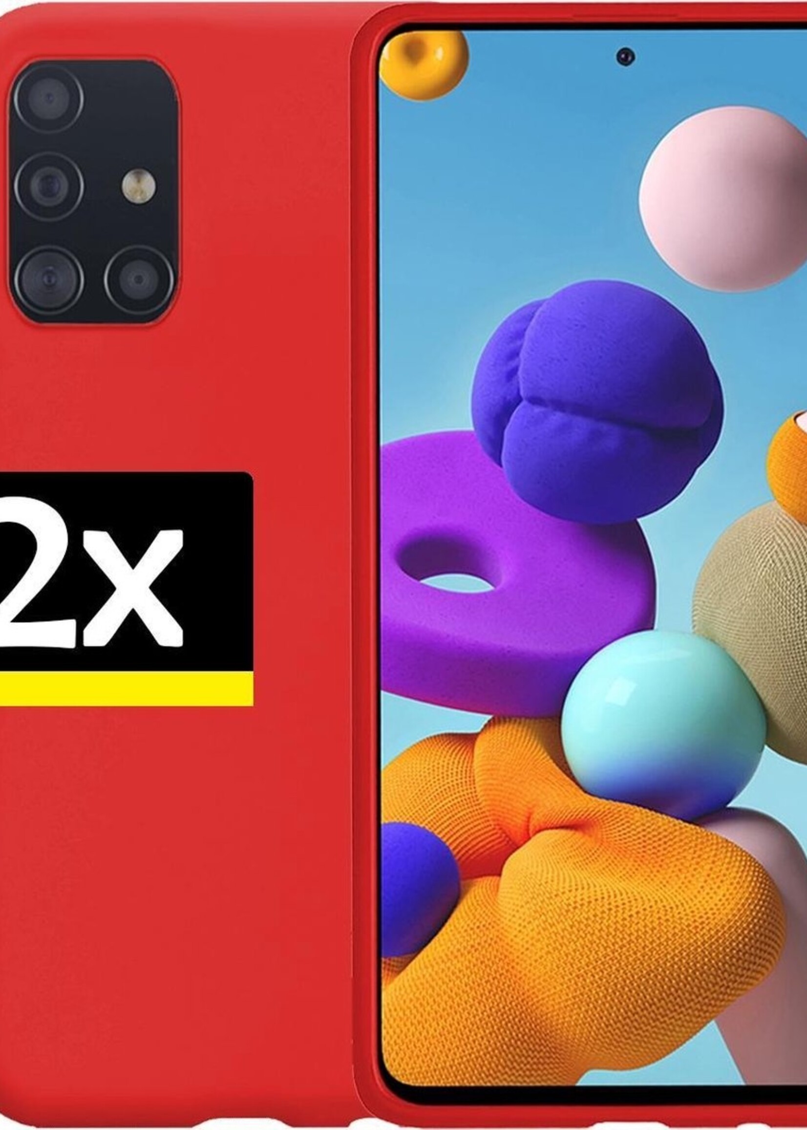 LUQ Hoesje Geschikt voor Samsung A71 Hoesje Siliconen Case - Hoes Geschikt voor Samsung Galaxy A71 Hoes Siliconen - Rood - 2 Stuks