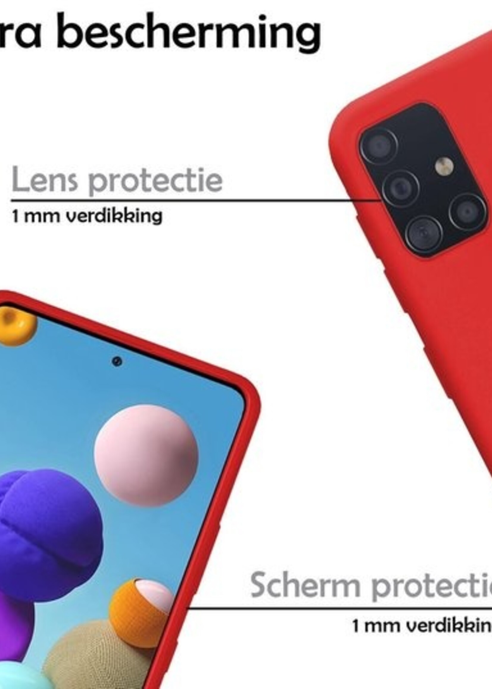 LUQ Hoesje Geschikt voor Samsung A71 Hoesje Siliconen Case - Hoes Geschikt voor Samsung Galaxy A71 Hoes Siliconen - Rood - 2 Stuks
