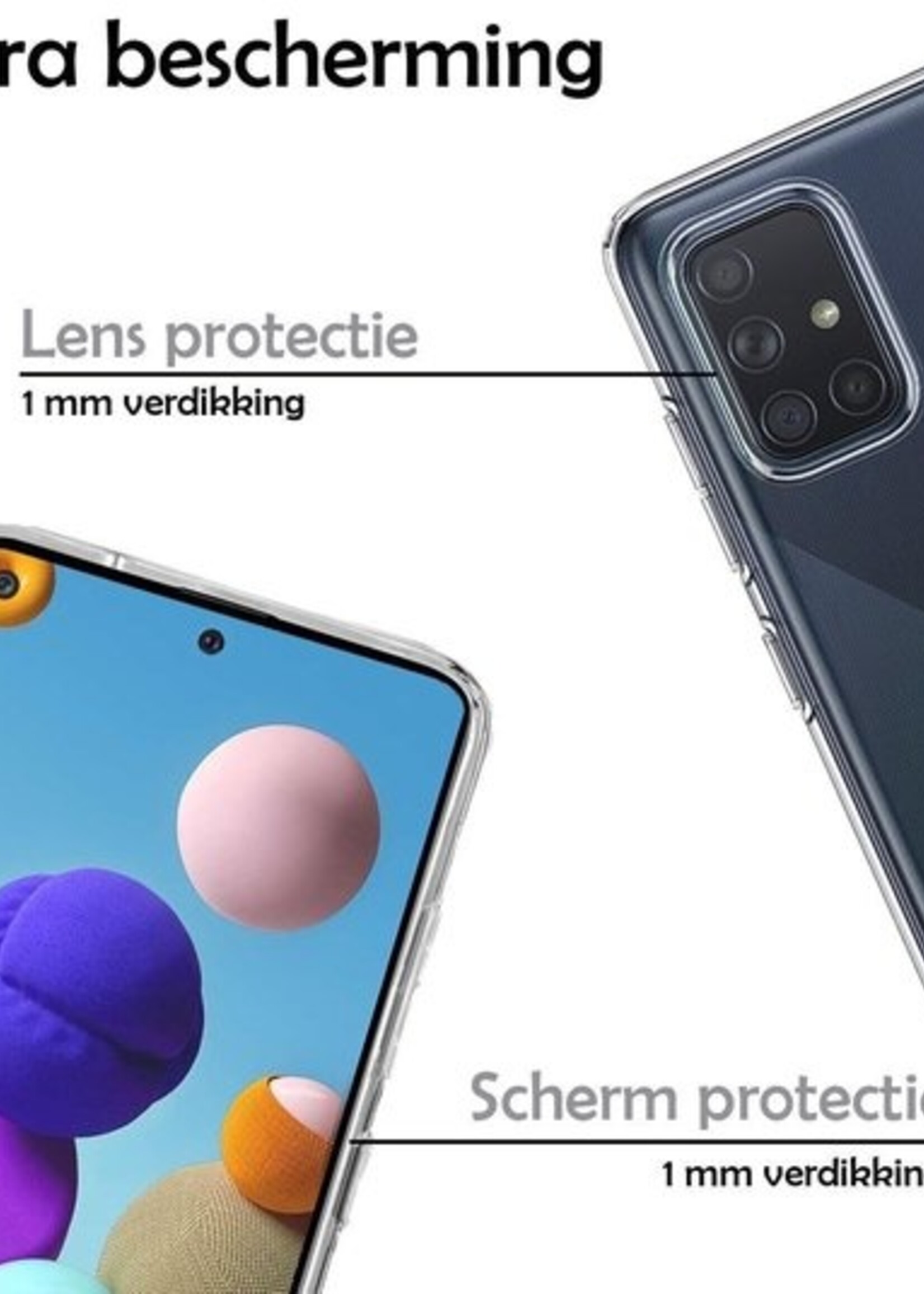 LUQ Hoesje Geschikt voor Samsung A71 Hoesje Siliconen Case - Hoes Geschikt voor Samsung Galaxy A71 Hoes Siliconen - Transparant - 2 Stuks