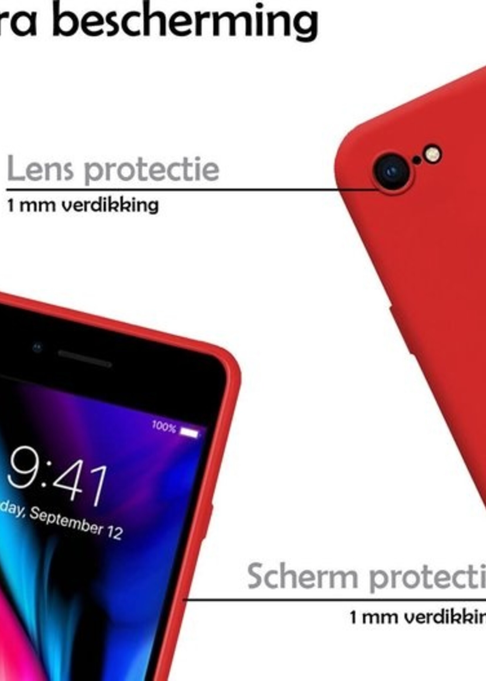 LUQ Hoesje Geschikt voor iPhone 7 Hoesje Siliconen Case - Hoes Geschikt voor iPhone 7 Hoes Siliconen - Rood