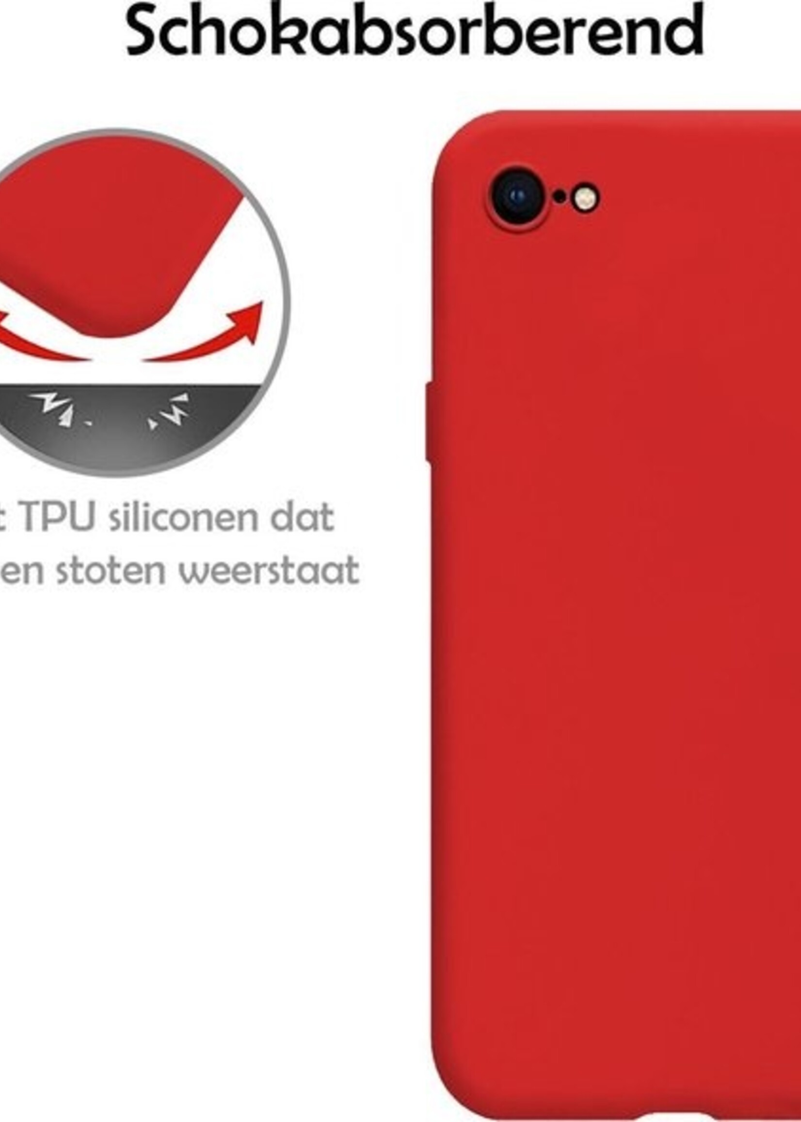 LUQ Hoesje Geschikt voor iPhone 7 Hoesje Siliconen Case - Hoes Geschikt voor iPhone 7 Hoes Siliconen - Rood