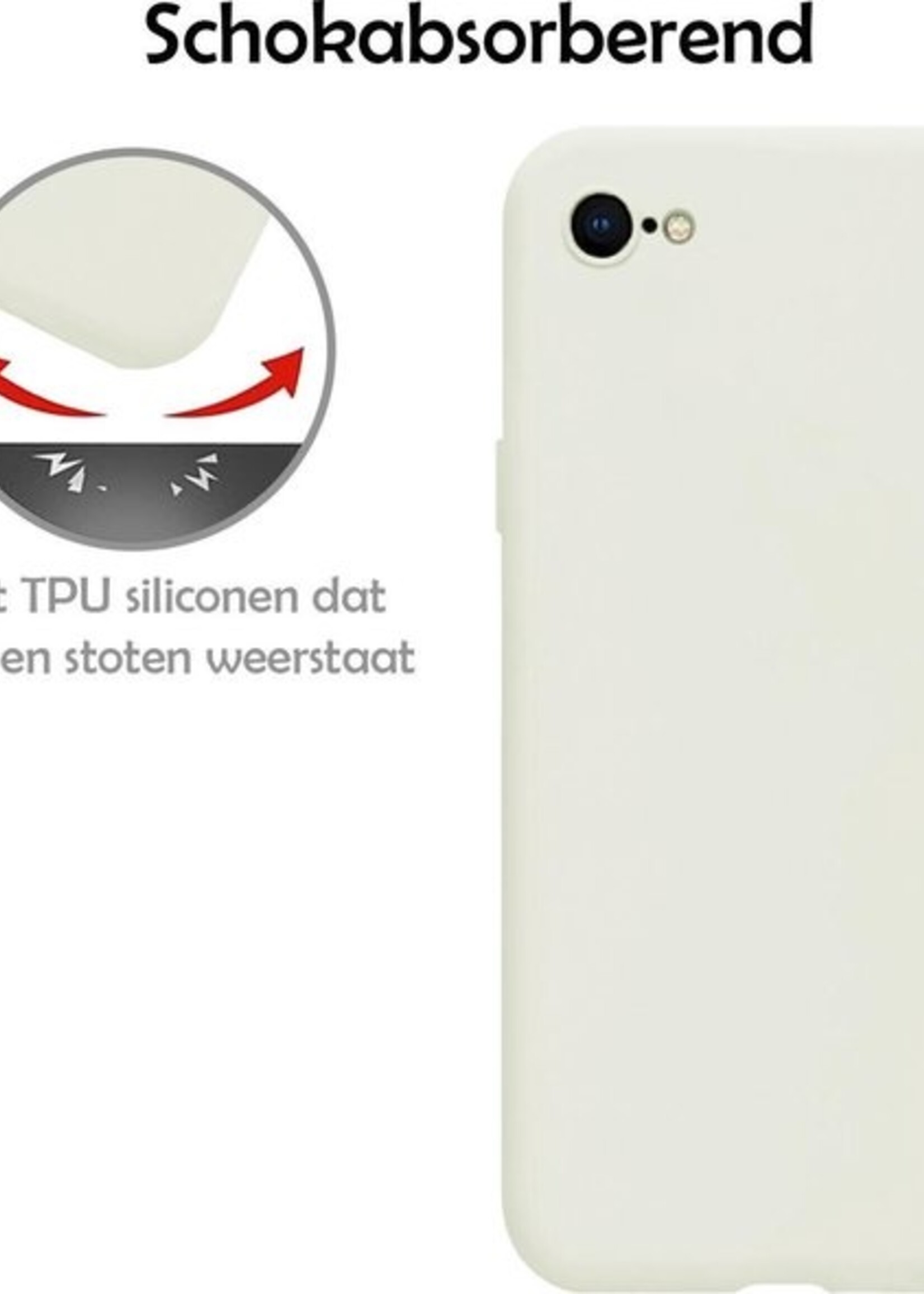 LUQ Hoesje Geschikt voor iPhone 7 Hoesje Siliconen Case - Hoes Geschikt voor iPhone 7 Hoes Siliconen - Wit