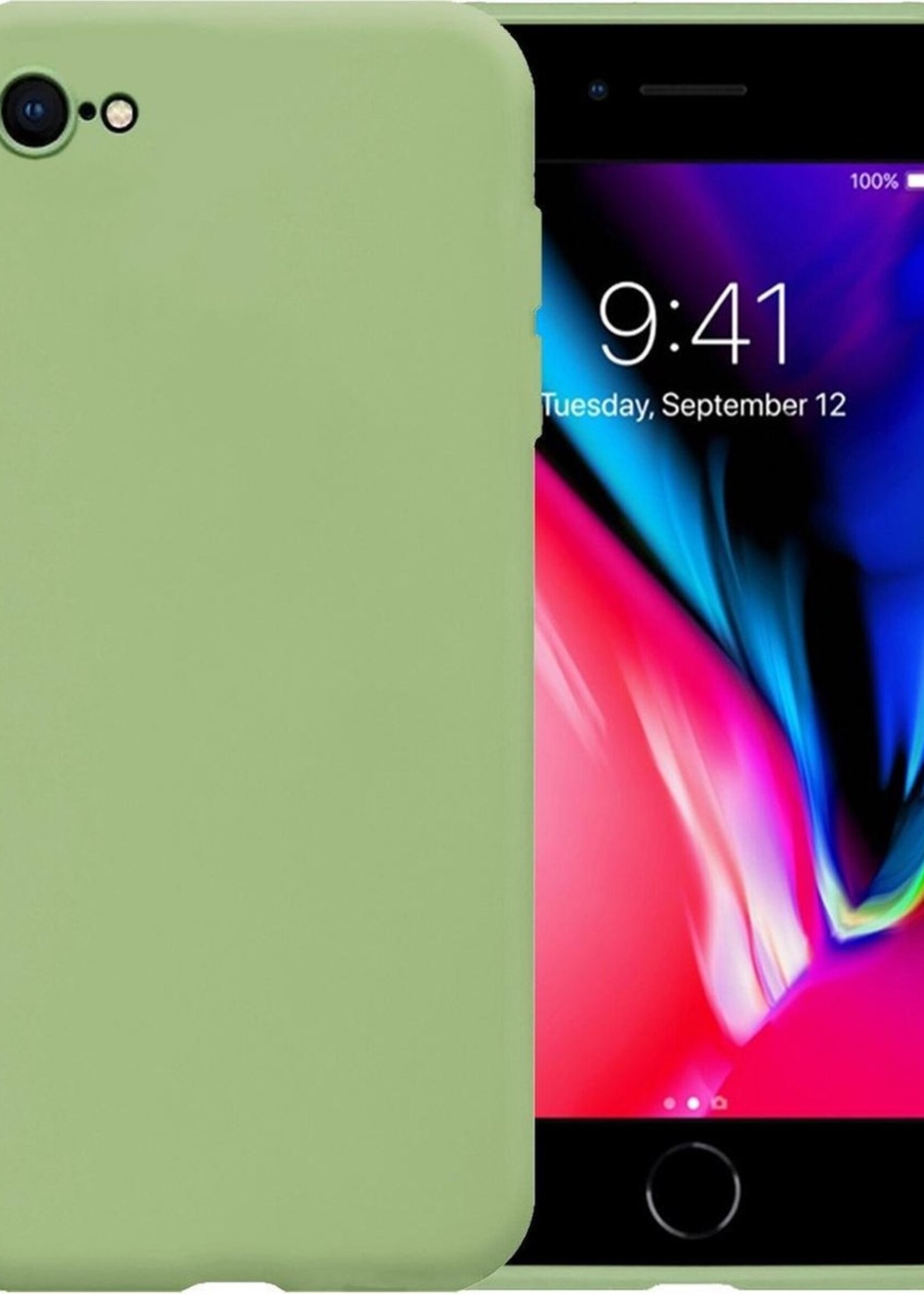 LUQ Hoesje Geschikt voor iPhone 8 Hoesje Siliconen Case - Hoes Geschikt voor iPhone 8 Hoes Siliconen - Groen