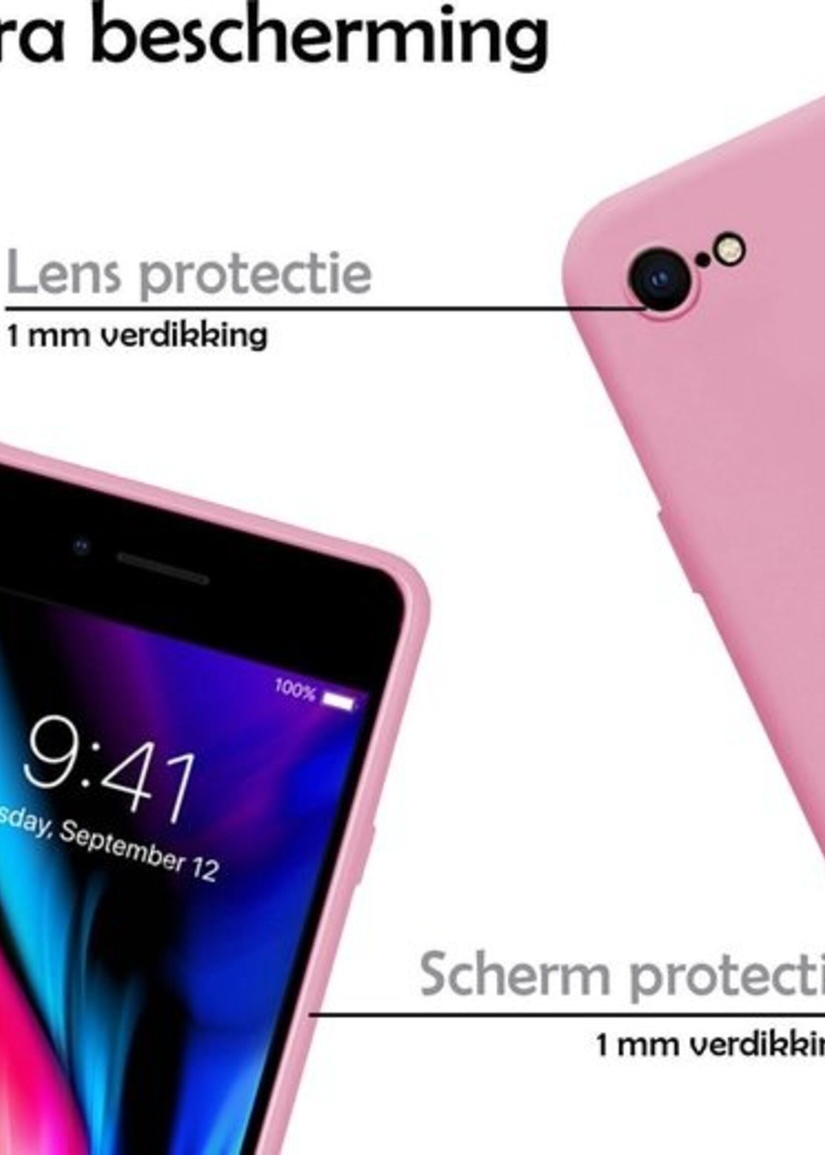 LUQ Hoesje Geschikt voor iPhone 8 Hoesje Siliconen Case - Hoes Geschikt voor iPhone 8 Hoes Siliconen - Roze