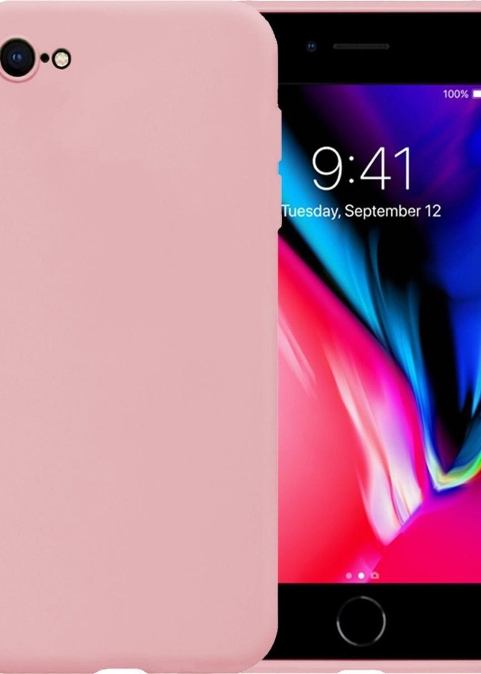 LUQ Hoesje Geschikt voor iPhone 8 Hoesje Siliconen Case - Hoes Geschikt voor iPhone 8 Hoes Siliconen - Lichtroze