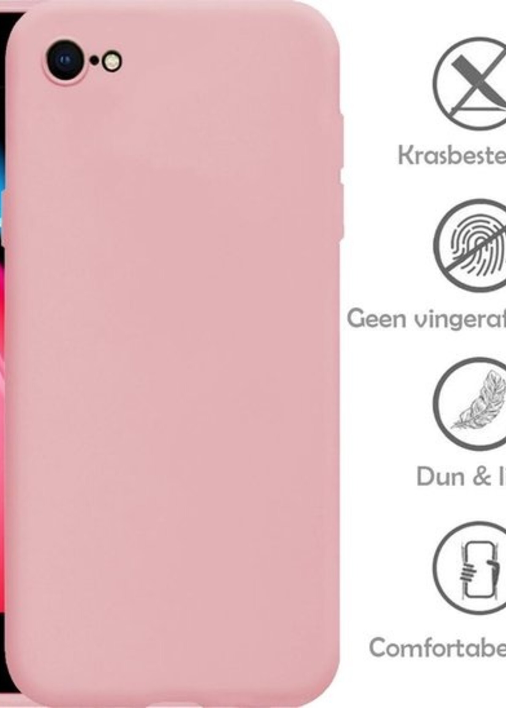 LUQ Hoesje Geschikt voor iPhone 8 Hoesje Siliconen Case - Hoes Geschikt voor iPhone 8 Hoes Siliconen - Lichtroze