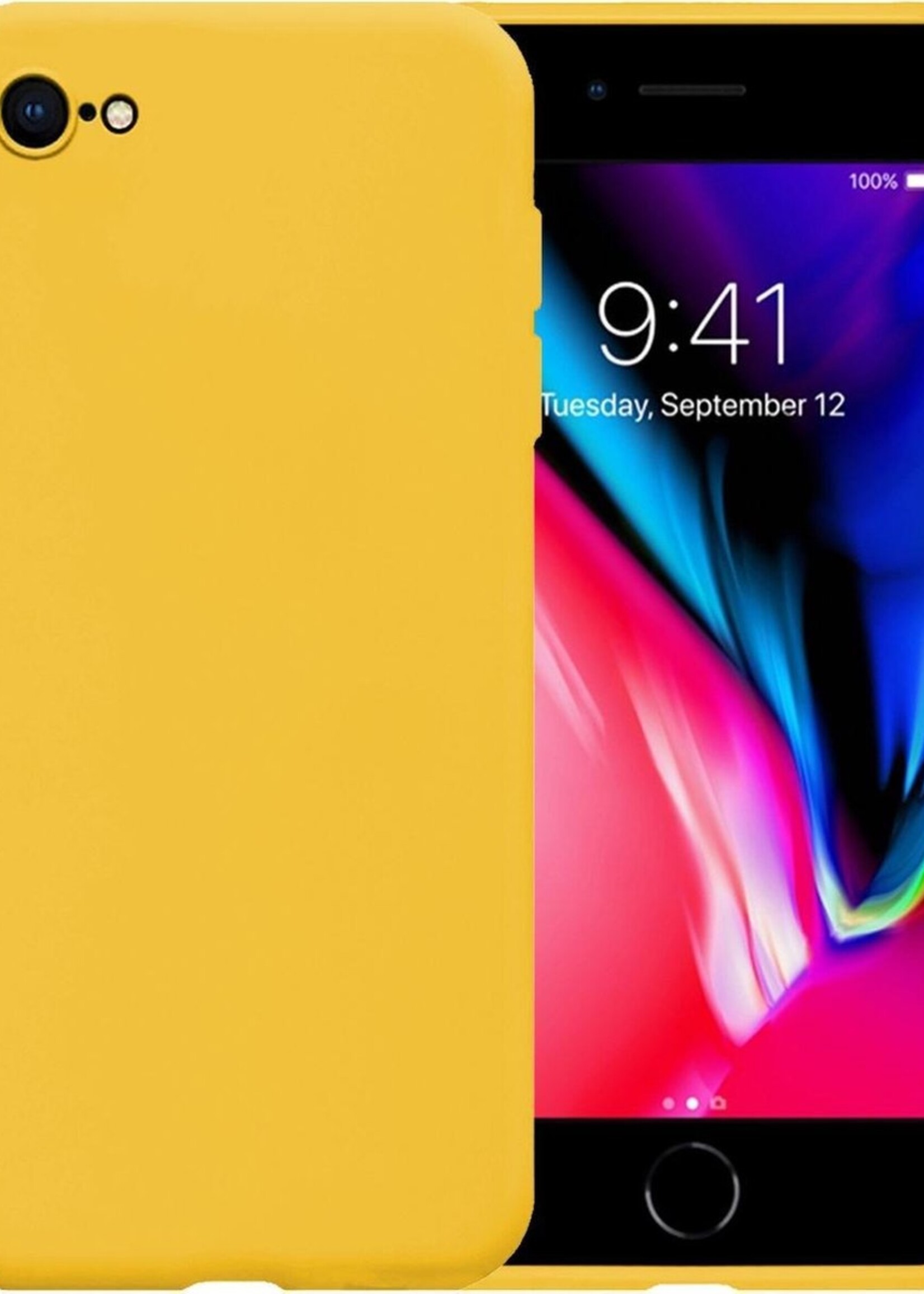 LUQ Hoesje Geschikt voor iPhone SE 2020 Hoesje Siliconen Case - Hoes Geschikt voor iPhone SE (2020) Hoes Siliconen - Geel