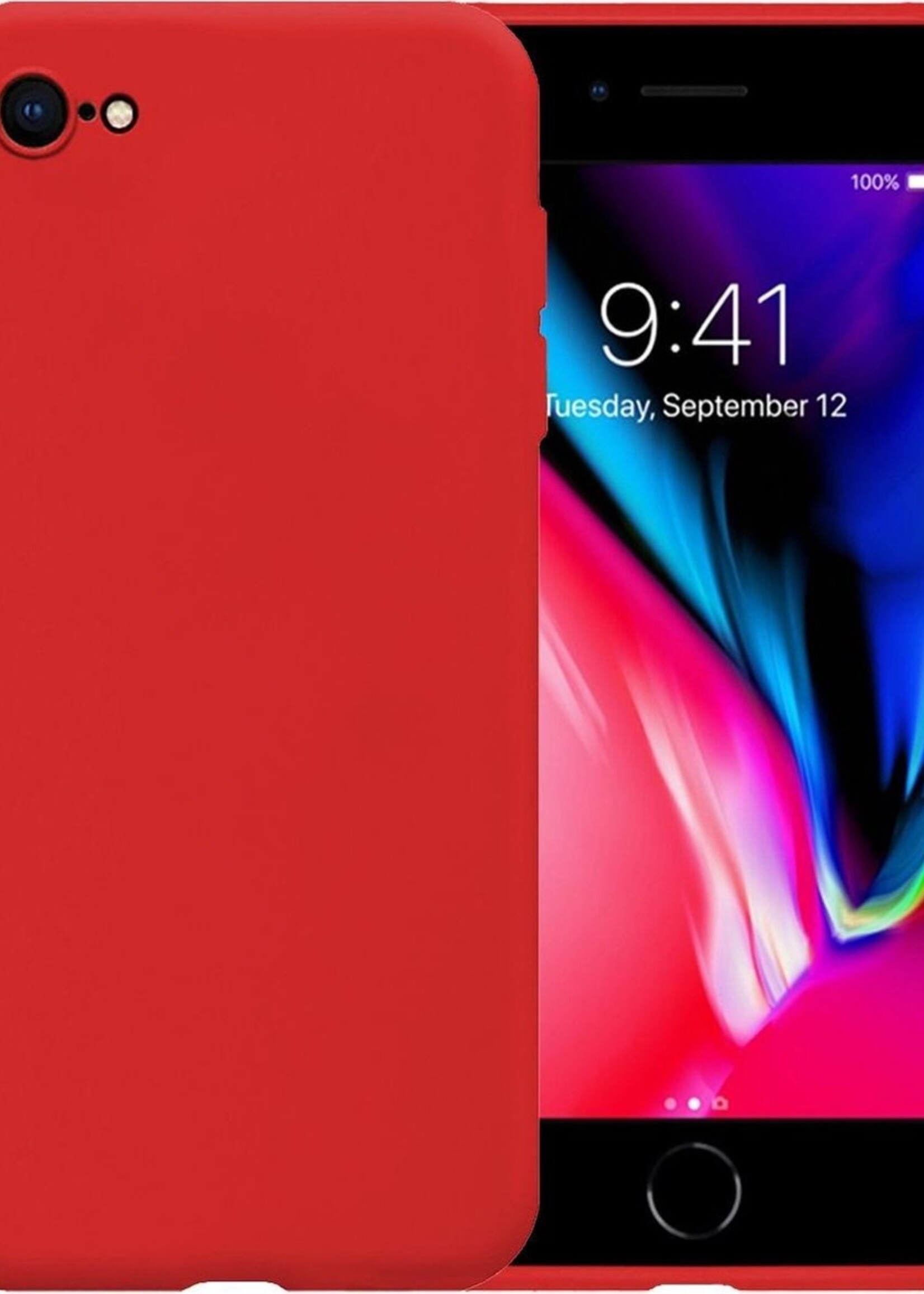 LUQ Hoesje Geschikt voor iPhone SE 2020 Hoesje Siliconen Case - Hoes Geschikt voor iPhone SE (2020) Hoes Siliconen - Rood