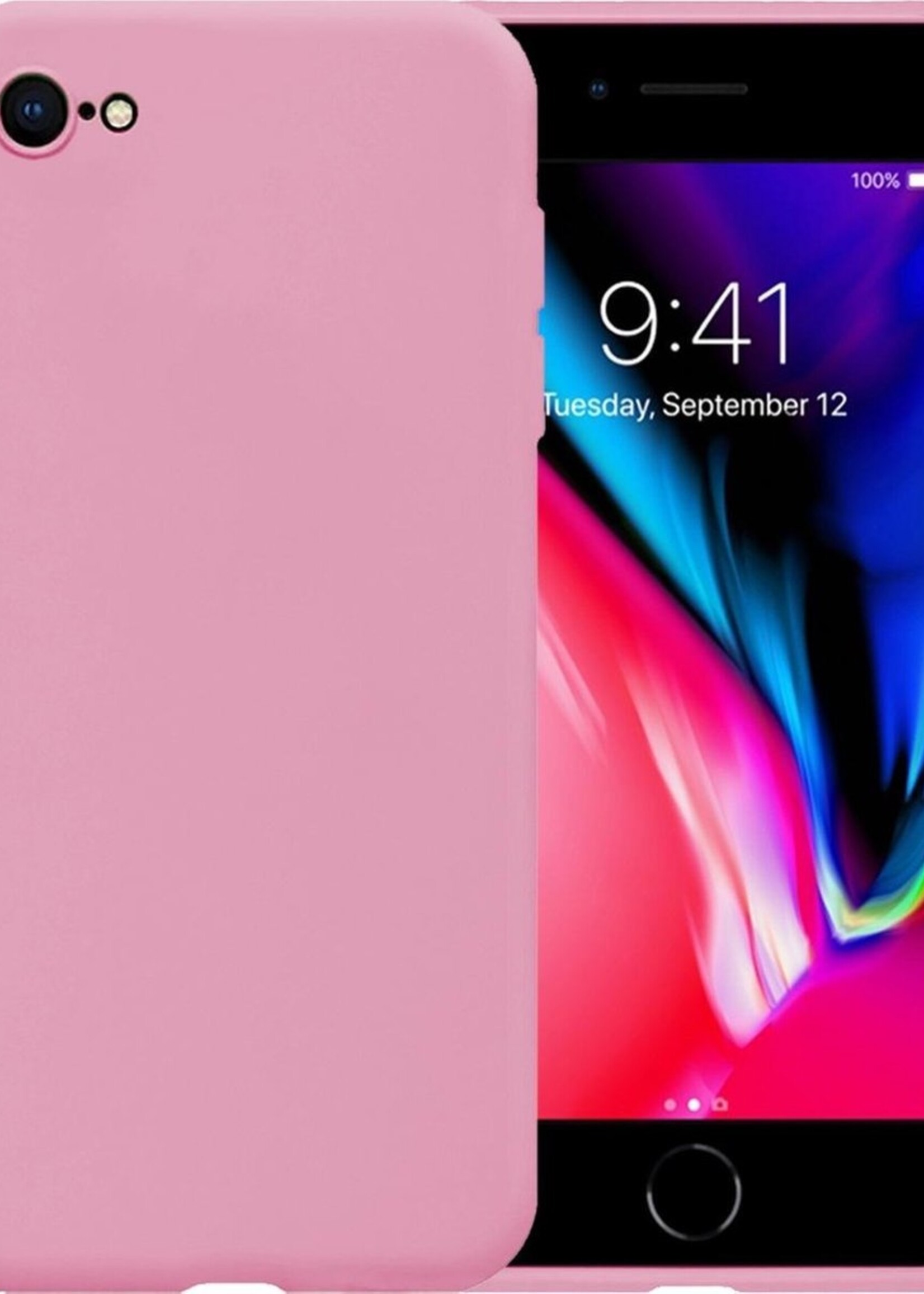 LUQ Hoesje Geschikt voor iPhone SE 2020 Hoesje Siliconen Case - Hoes Geschikt voor iPhone SE (2020) Hoes Siliconen - Roze