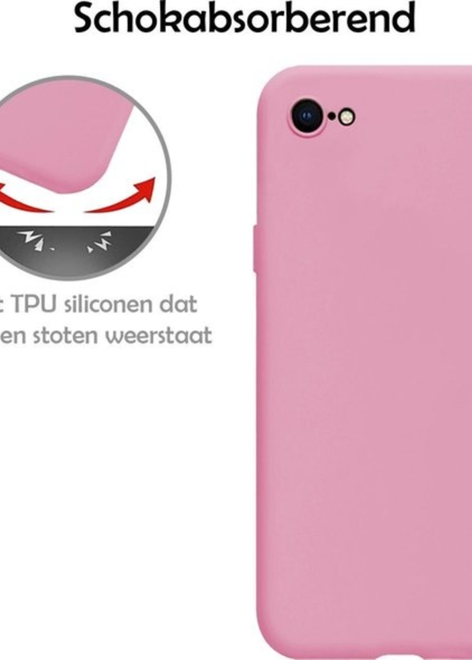 LUQ Hoesje Geschikt voor iPhone SE 2020 Hoesje Siliconen Case - Hoes Geschikt voor iPhone SE (2020) Hoes Siliconen - Roze