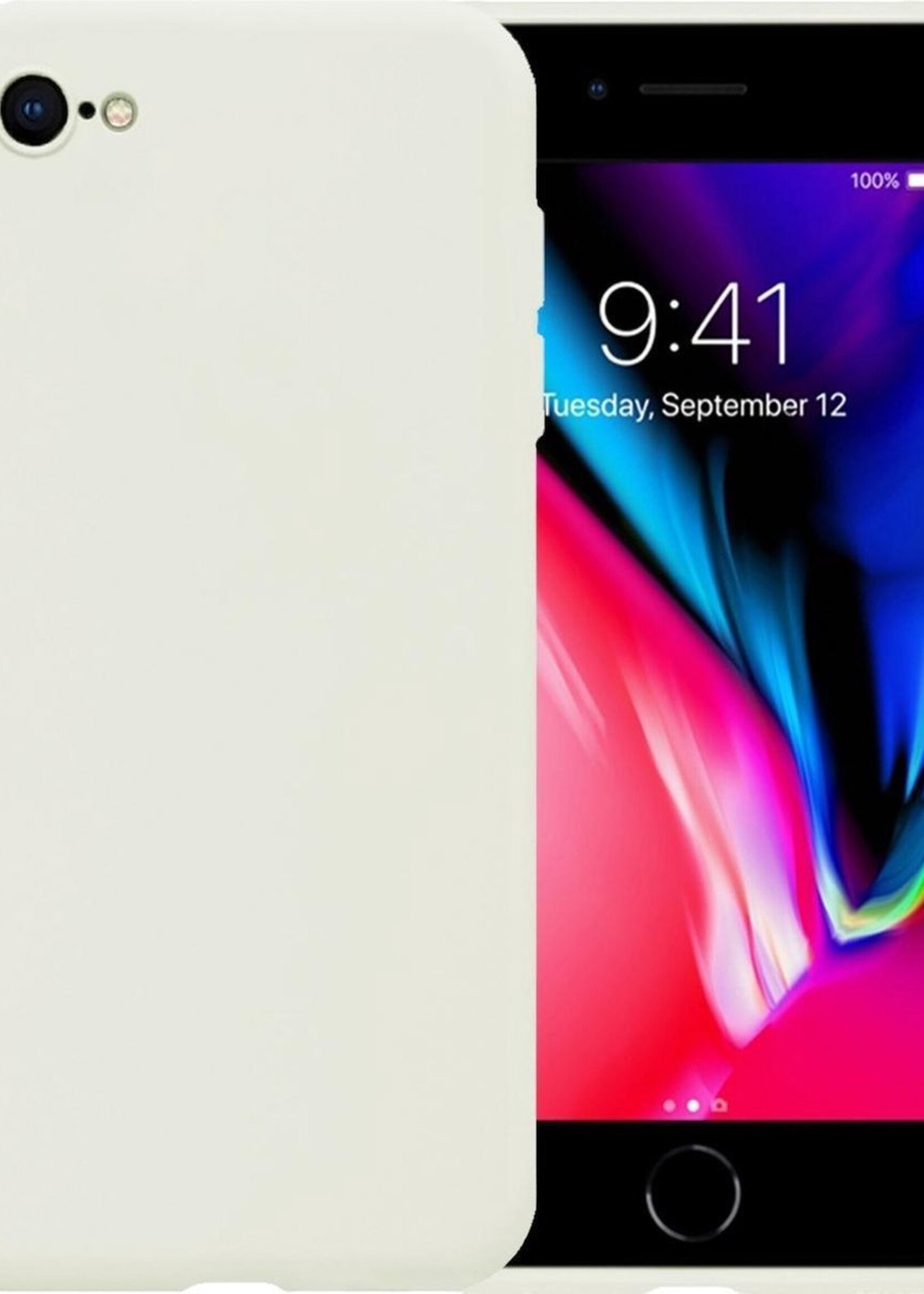LUQ Hoesje Geschikt voor iPhone SE 2020 Hoesje Siliconen Case - Hoes Geschikt voor iPhone SE (2020) Hoes Siliconen - Wit