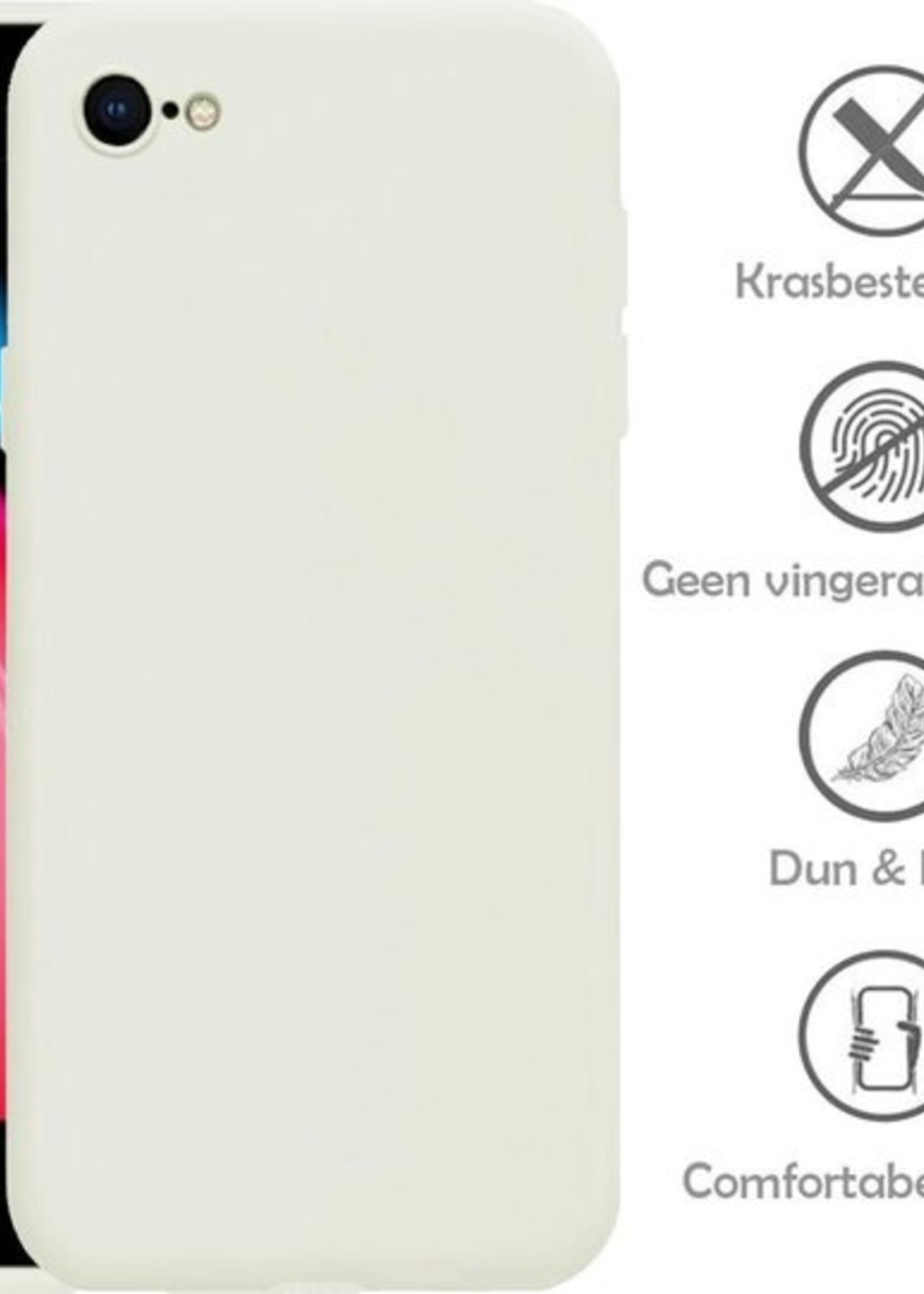 LUQ Hoesje Geschikt voor iPhone SE 2020 Hoesje Siliconen Case - Hoes Geschikt voor iPhone SE (2020) Hoes Siliconen - Wit