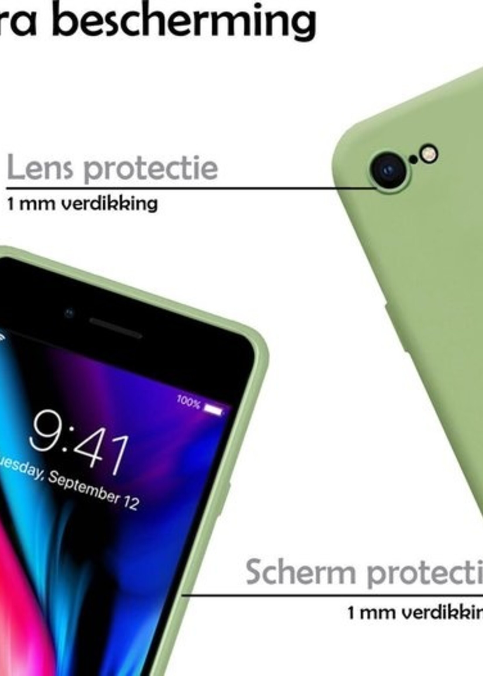 LUQ Hoesje Geschikt voor iPhone 7 Hoesje Siliconen Case - Hoes Geschikt voor iPhone 7 Hoes Siliconen - Groen - 2 Stuks