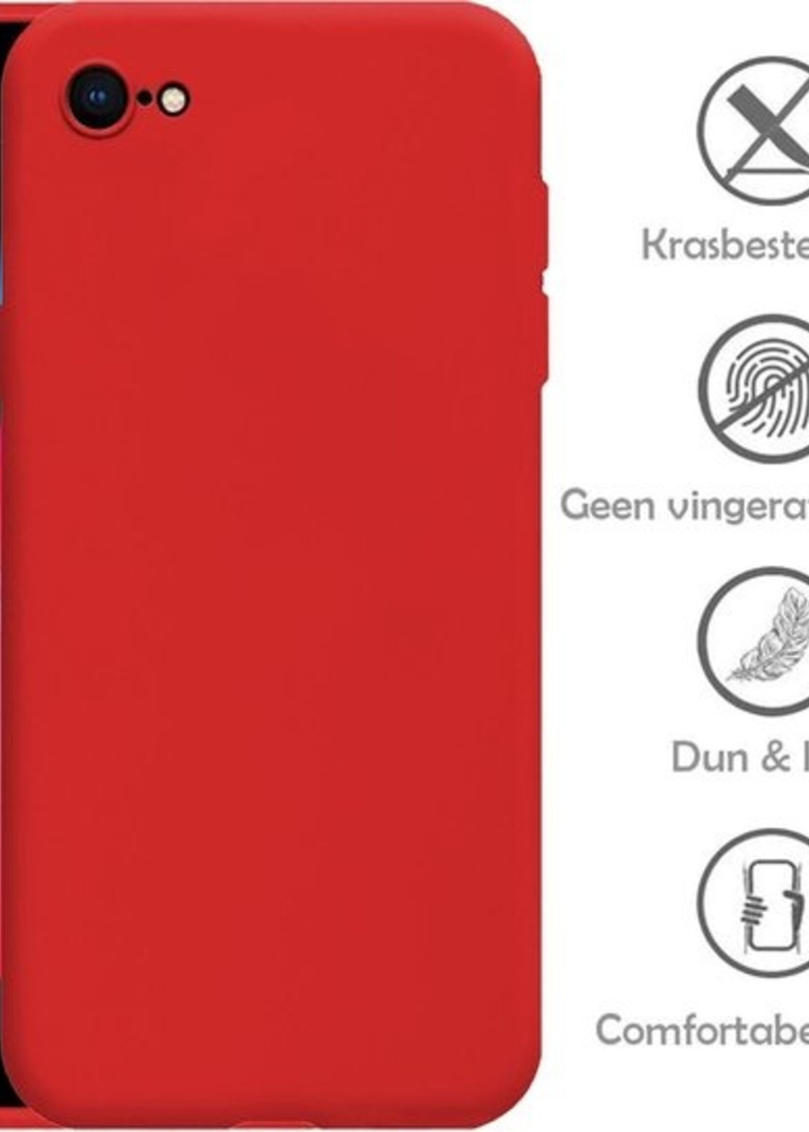 LUQ Hoesje Geschikt voor iPhone 7 Hoesje Siliconen Case - Hoes Geschikt voor iPhone 7 Hoes Siliconen - Rood - 2 Stuks