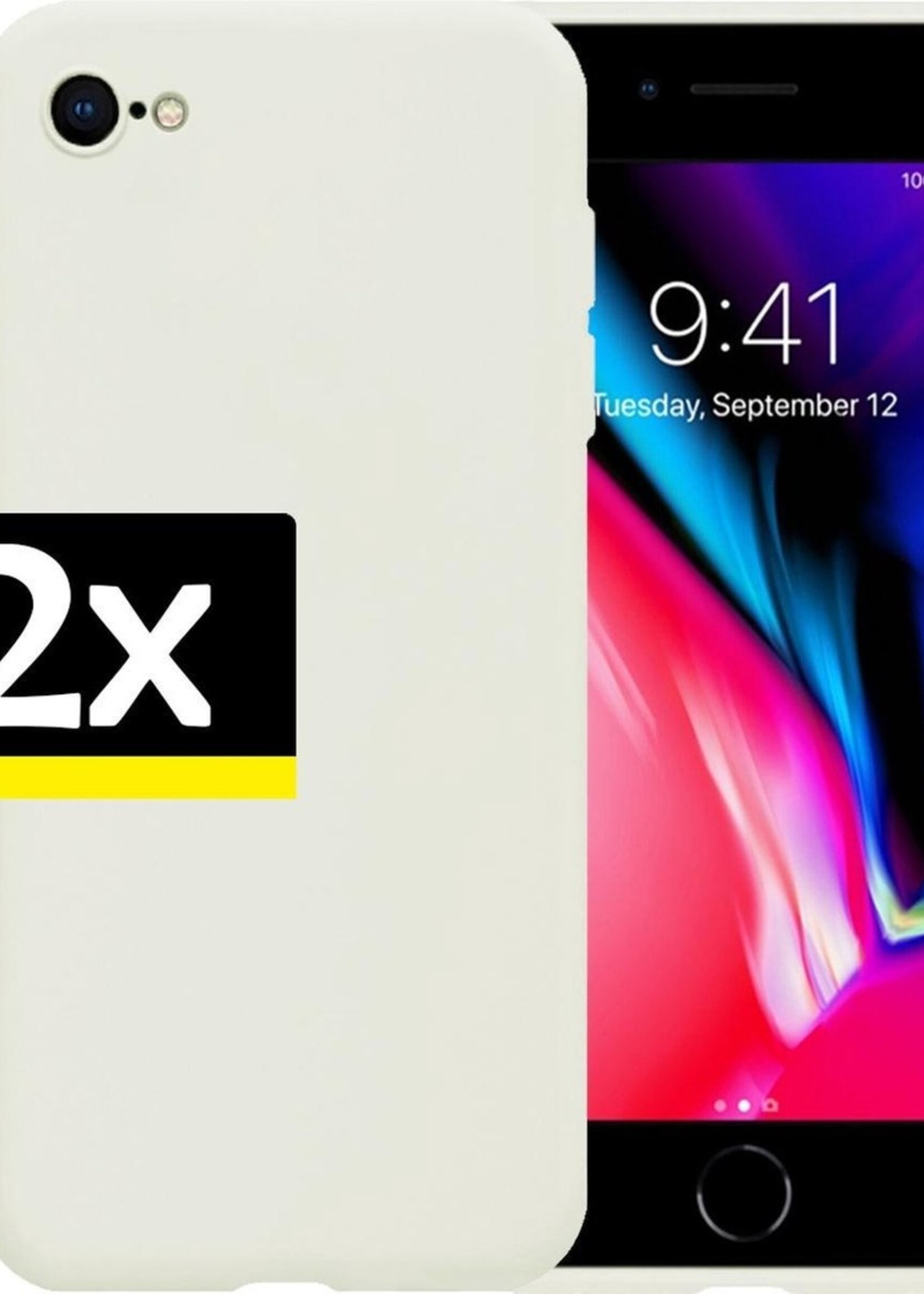 LUQ Hoesje Geschikt voor iPhone 7 Hoesje Siliconen Case - Hoes Geschikt voor iPhone 7 Hoes Siliconen - Wit - 2 Stuks