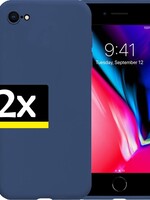 LUQ 2x LUQ iPhone 8 hoesje siliconen - Donkerblauw
