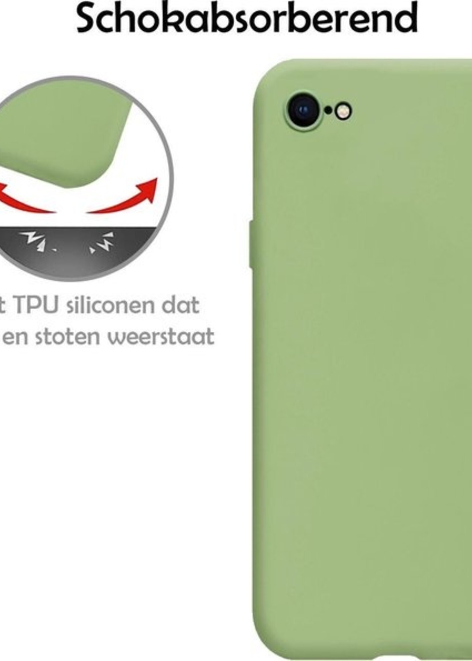 LUQ Hoesje Geschikt voor iPhone 8 Hoesje Siliconen Case - Hoes Geschikt voor iPhone 8 Hoes Siliconen - Groen - 2 Stuks