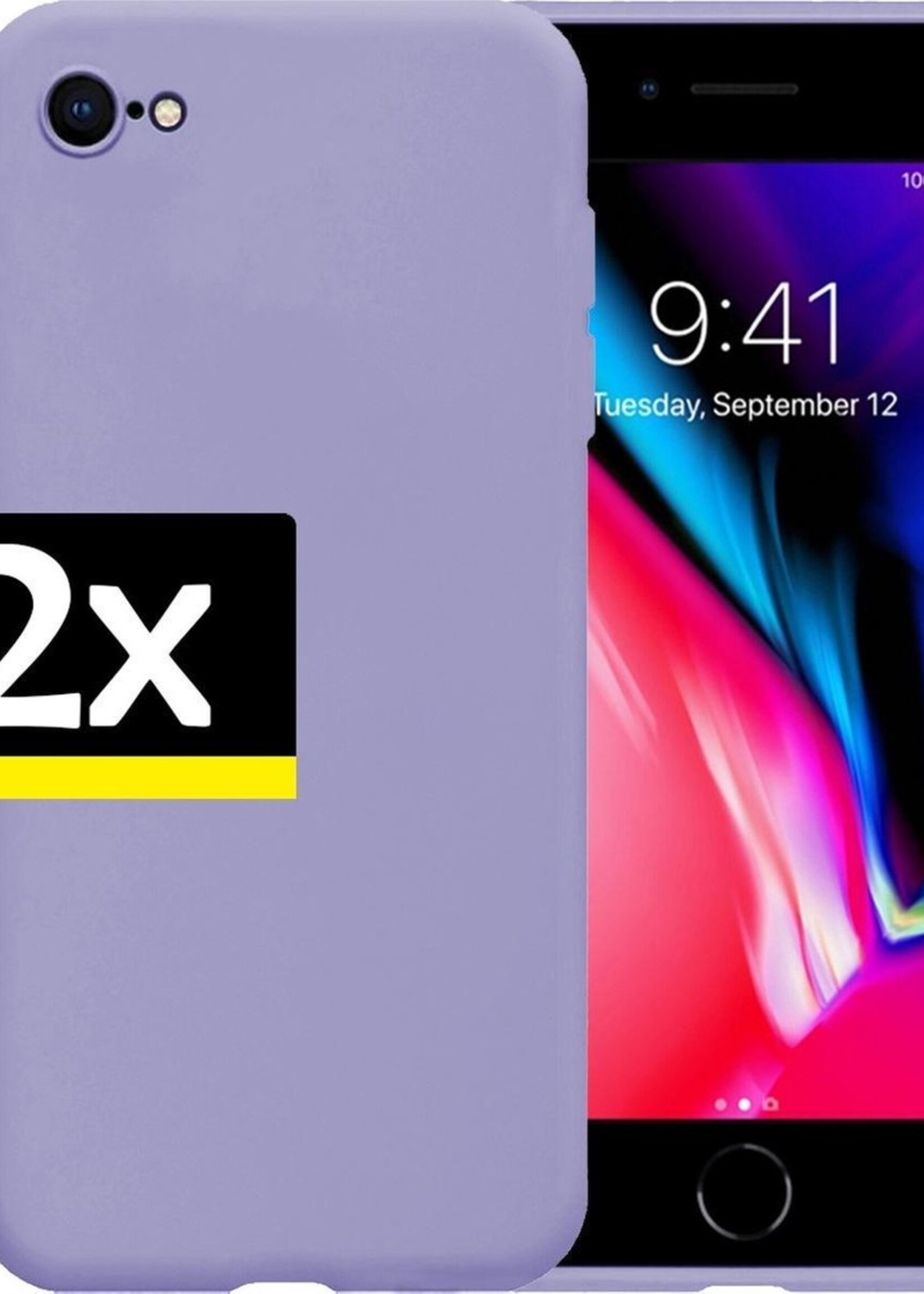 LUQ Hoesje Geschikt voor iPhone 8 Hoesje Siliconen Case - Hoes Geschikt voor iPhone 8 Hoes Siliconen - Lila - 2 Stuks