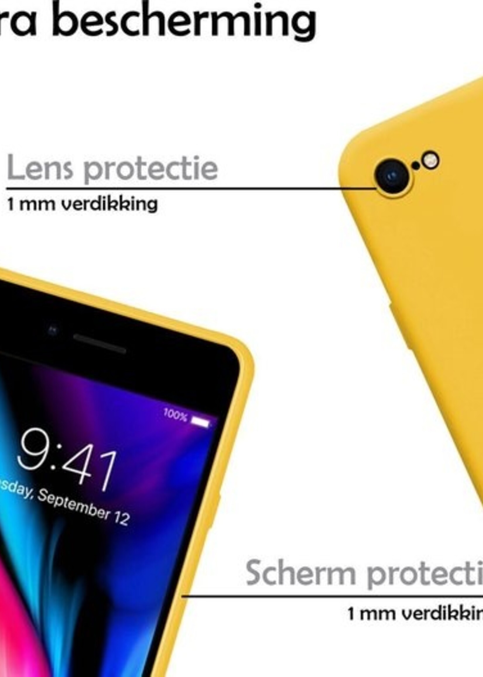 LUQ Hoesje Geschikt voor iPhone 7/8 Hoesje Siliconen Case - Hoes Geschikt voor iPhone 7/8 Hoes Siliconen - Geel - 2 Stuks