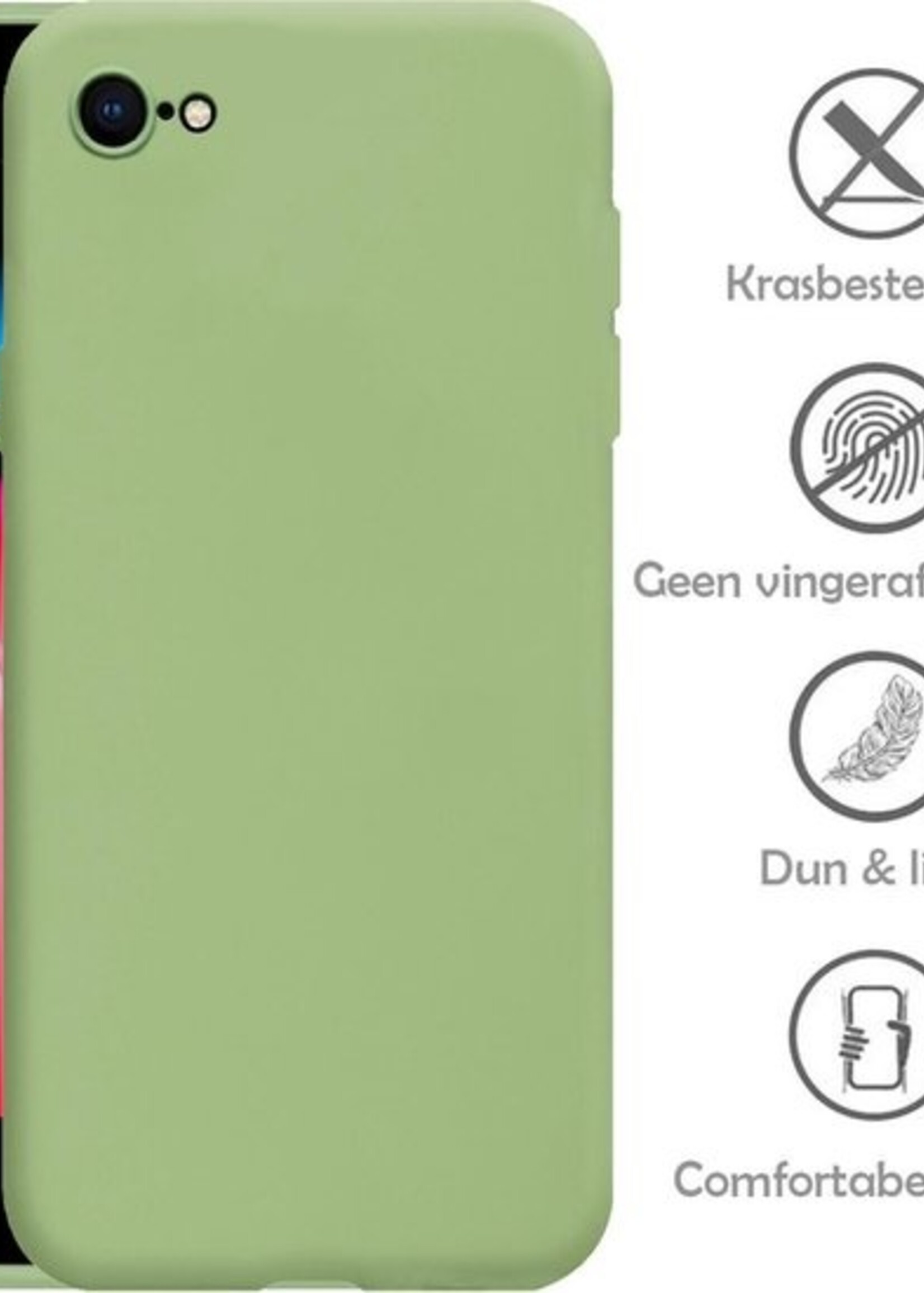 LUQ Hoesje Geschikt voor iPhone 7/8 Hoesje Siliconen Case - Hoes Geschikt voor iPhone 7/8 Hoes Siliconen - Groen - 2 Stuks