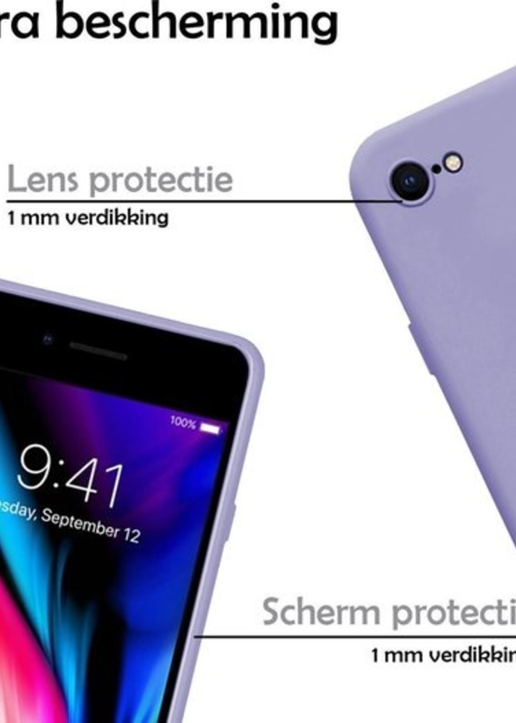 LUQ Hoesje Geschikt voor iPhone 7/8 Hoesje Siliconen Case - Hoes Geschikt voor iPhone 7/8 Hoes Siliconen - Lila - 2 Stuks