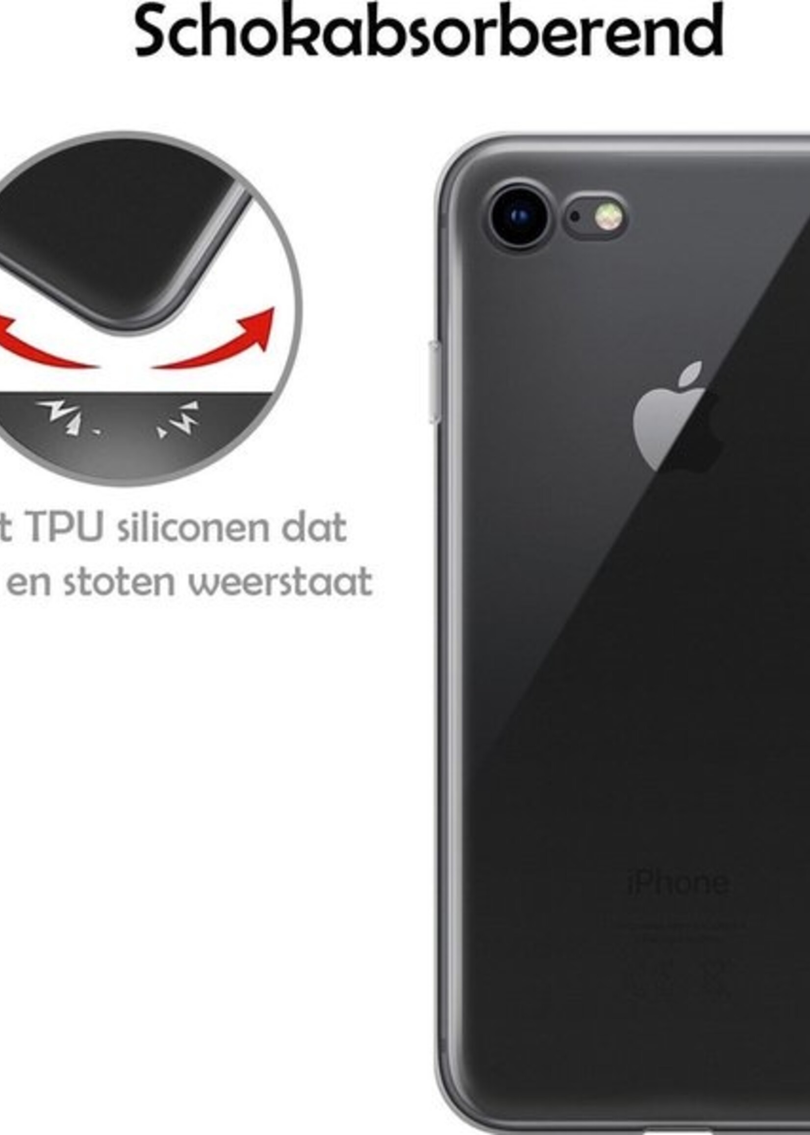 LUQ Hoesje Geschikt voor iPhone 7/8 Hoesje Siliconen Case - Hoes Geschikt voor iPhone 7/8 Hoes Siliconen - Transparant - 2 Stuks