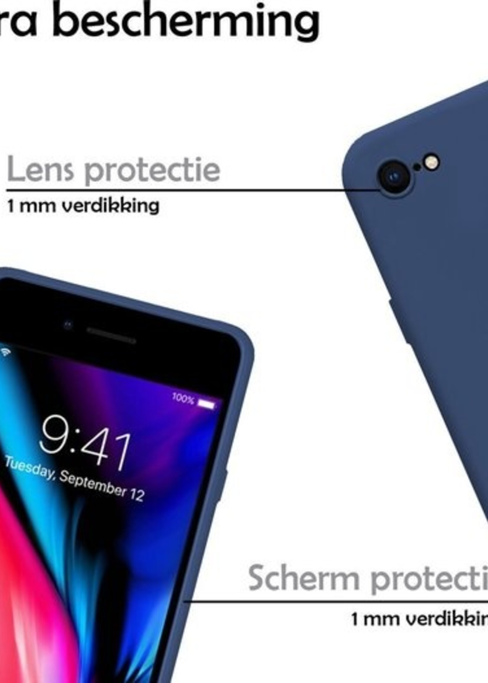 LUQ Hoesje Geschikt voor iPhone SE 2020 Hoesje Siliconen Case - Hoes Geschikt voor iPhone SE (2020) Hoes Siliconen - Donkerblauw - 2 Stuks