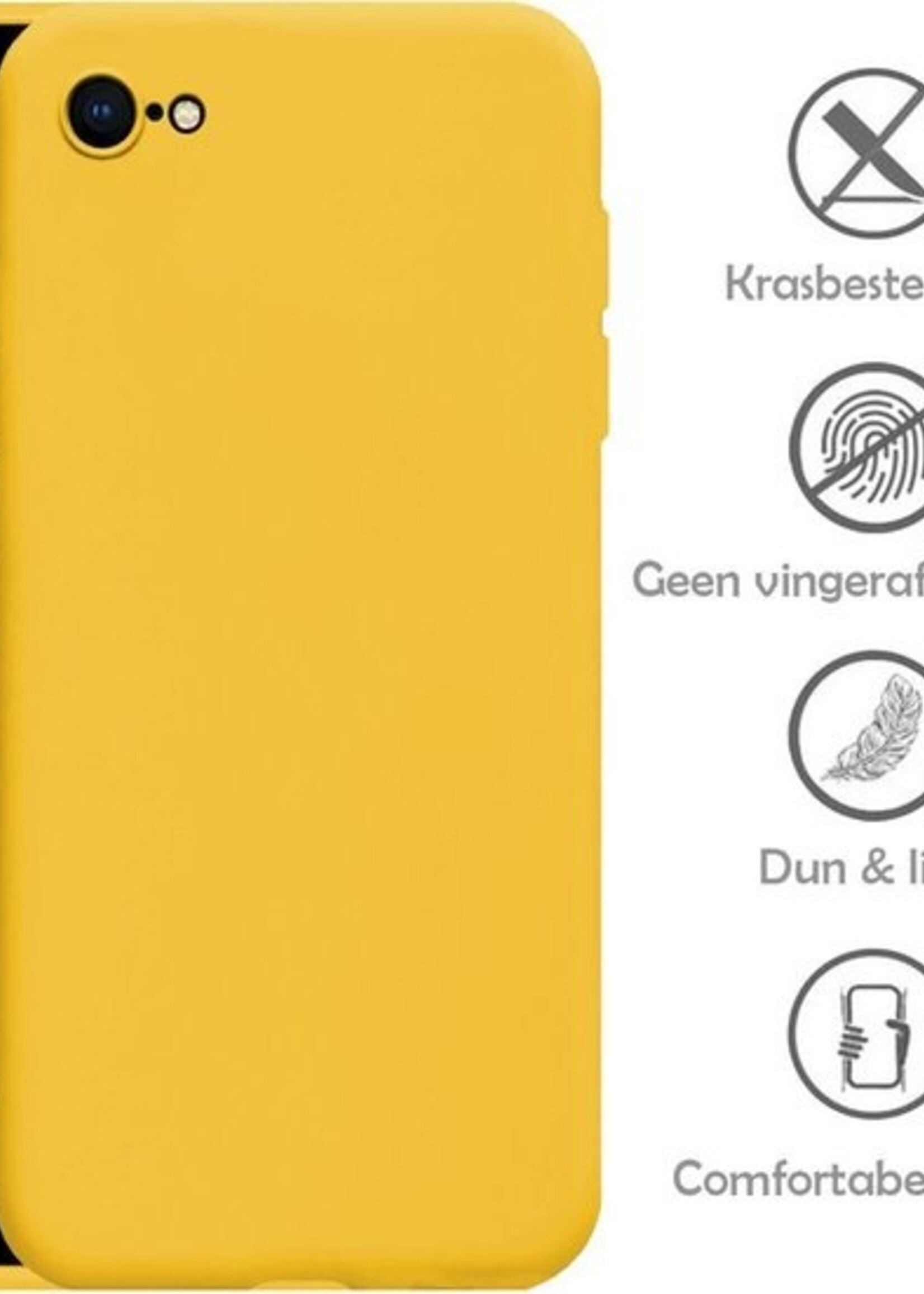 LUQ Hoesje Geschikt voor iPhone SE 2020 Hoesje Siliconen Case - Hoes Geschikt voor iPhone SE (2020) Hoes Siliconen - Geel - 2 Stuks