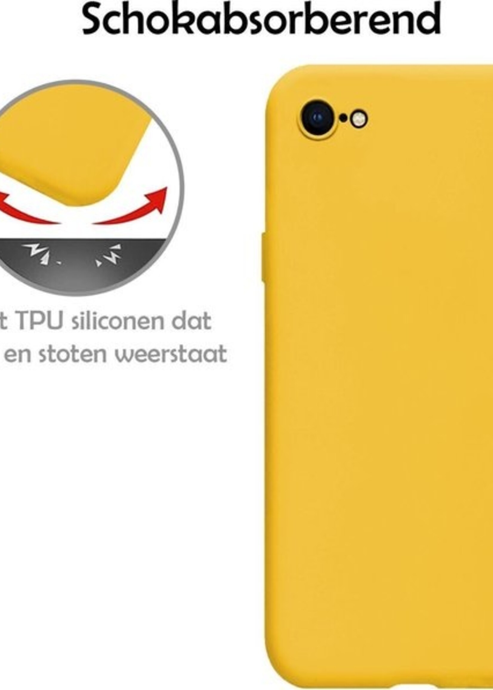 LUQ Hoesje Geschikt voor iPhone SE 2020 Hoesje Siliconen Case - Hoes Geschikt voor iPhone SE (2020) Hoes Siliconen - Geel - 2 Stuks