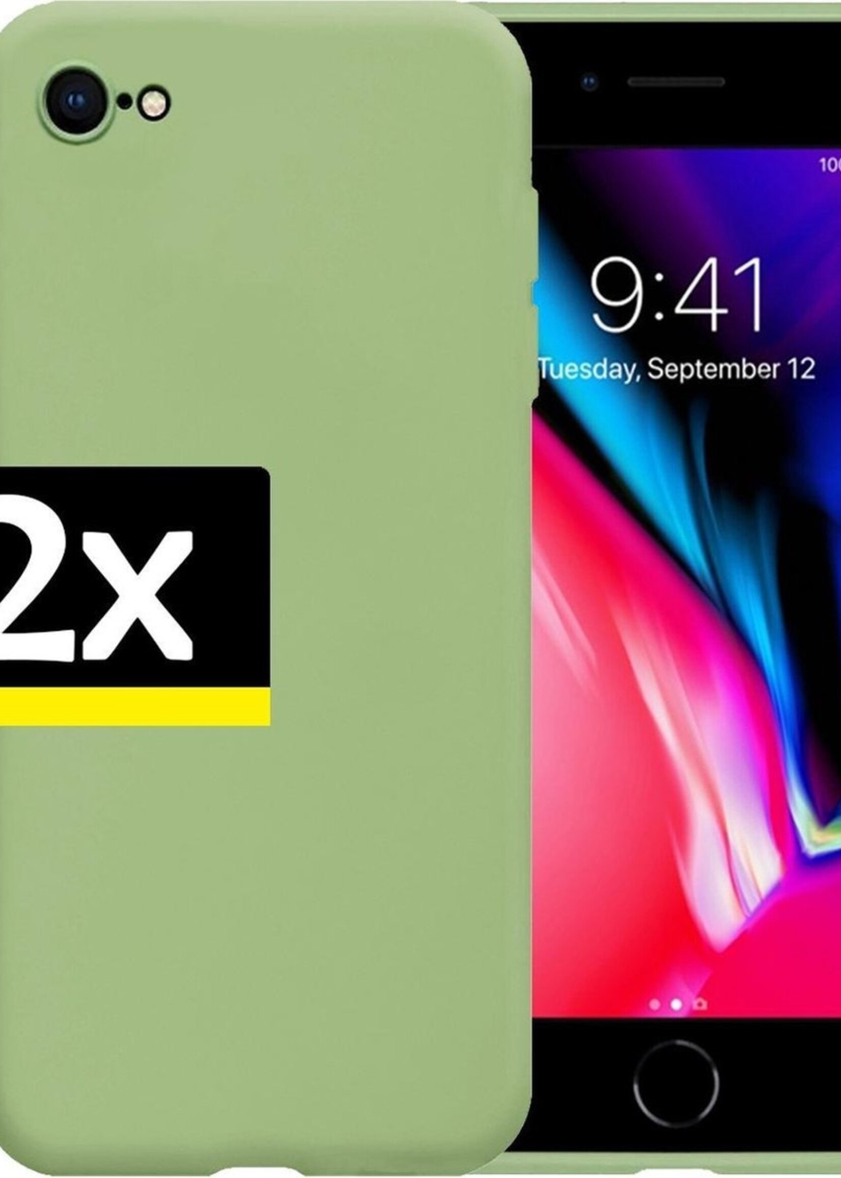 LUQ Hoesje Geschikt voor iPhone SE 2020 Hoesje Siliconen Case - Hoes Geschikt voor iPhone SE (2020) Hoes Siliconen - Groen - 2 Stuks