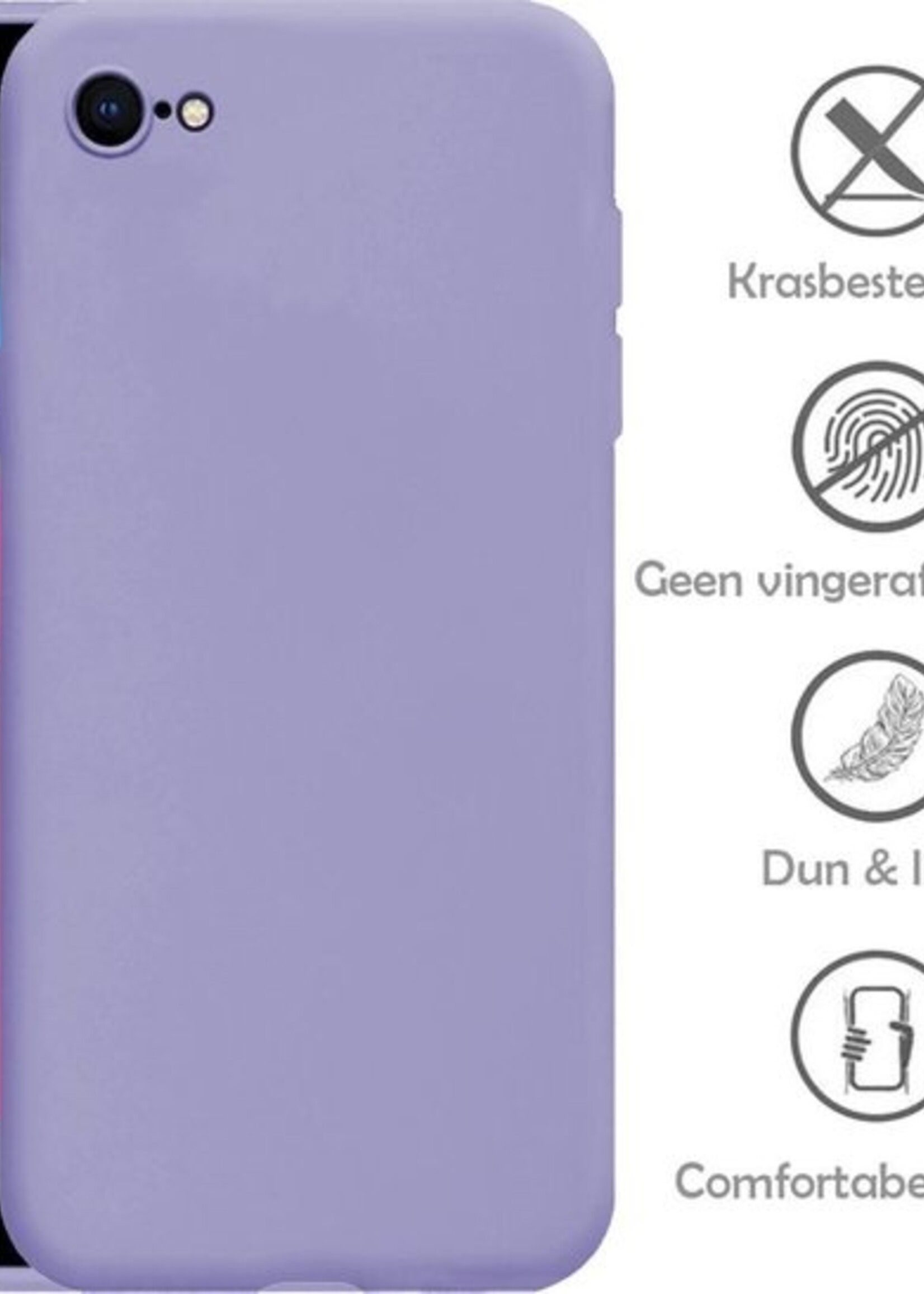 LUQ Hoesje Geschikt voor iPhone SE 2020 Hoesje Siliconen Case - Hoes Geschikt voor iPhone SE (2020) Hoes Siliconen - Lila - 2 Stuks