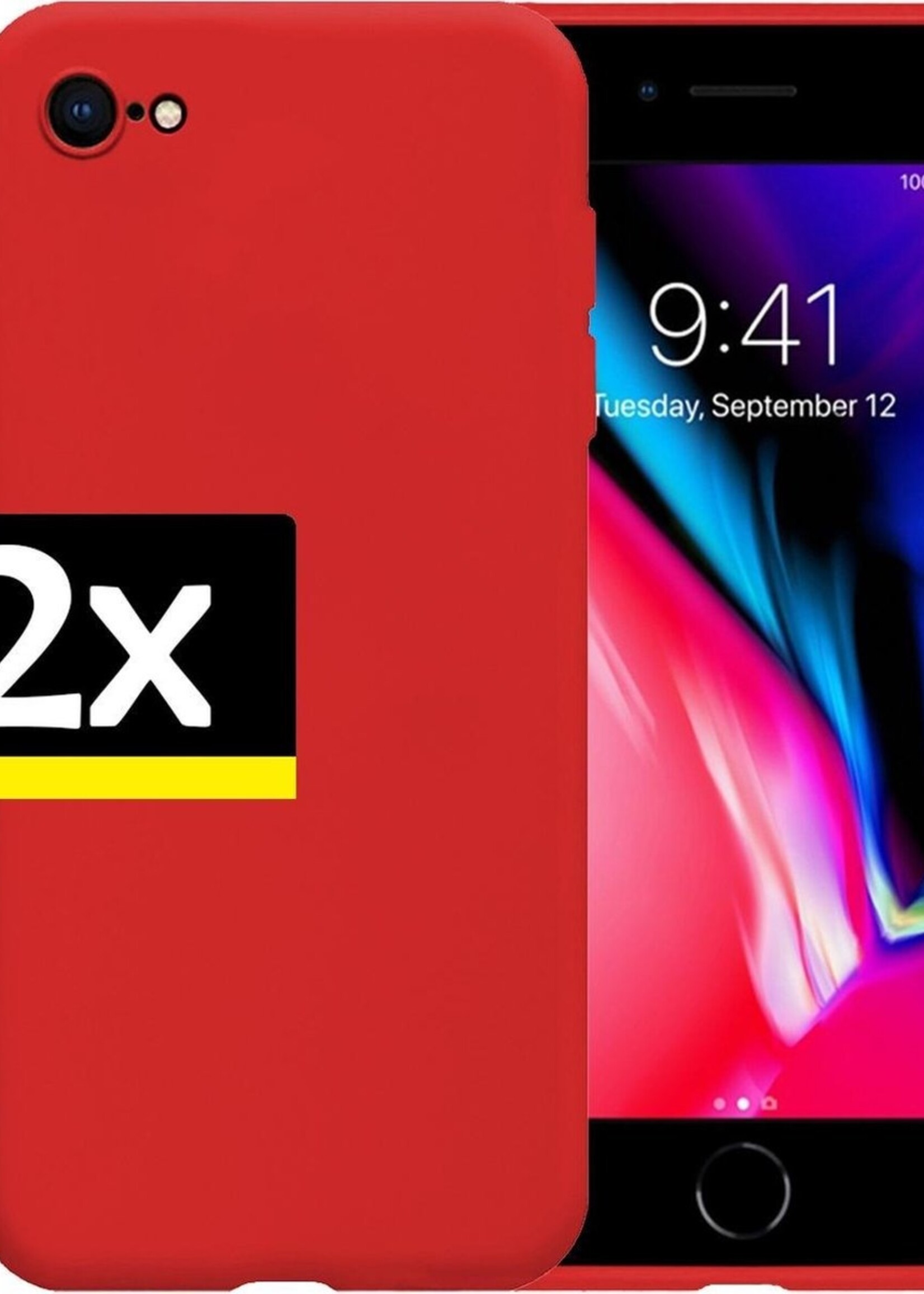 LUQ Hoesje Geschikt voor iPhone SE 2020 Hoesje Siliconen Case - Hoes Geschikt voor iPhone SE (2020) Hoes Siliconen - Rood - 2 Stuks