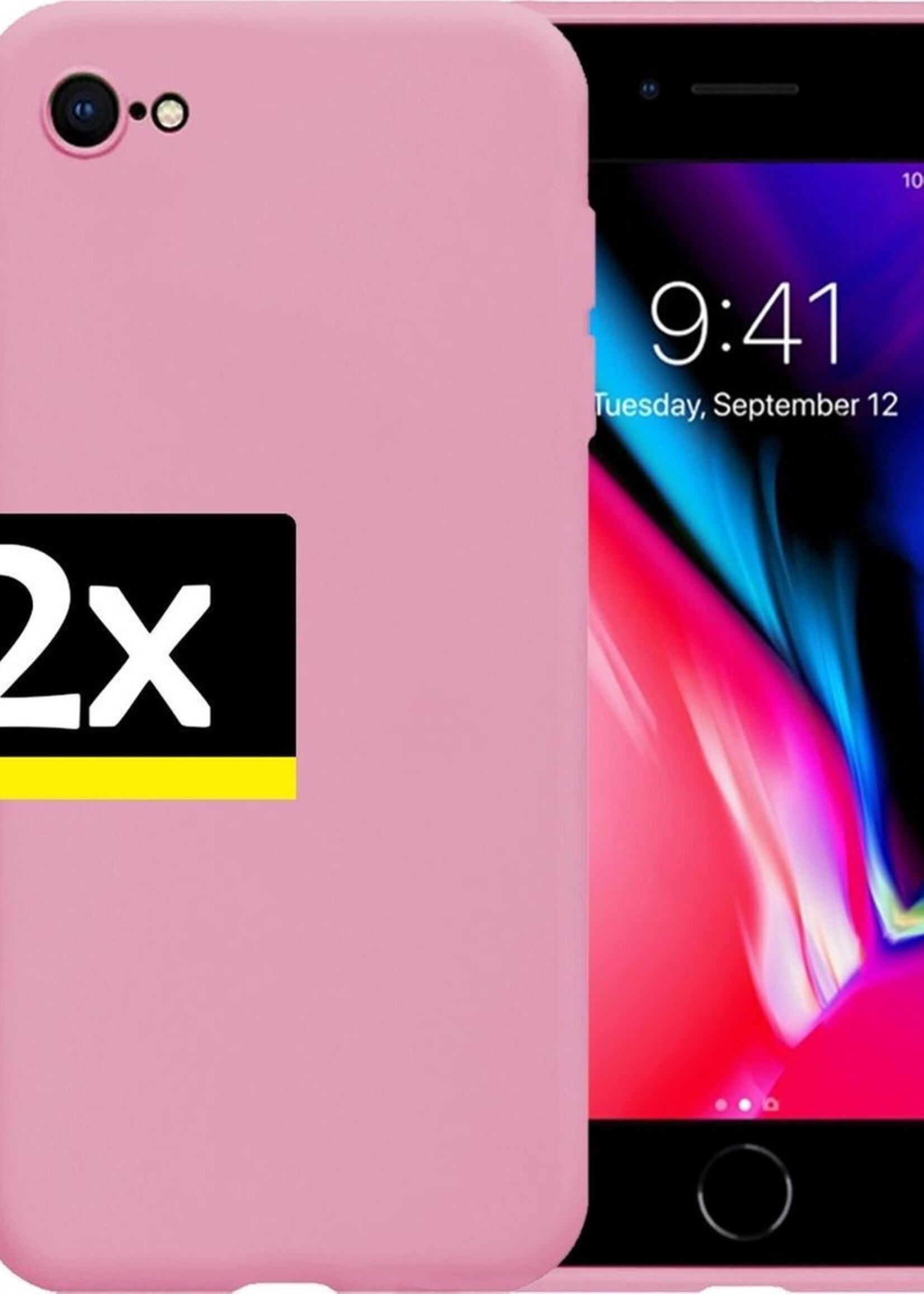 LUQ Hoesje Geschikt voor iPhone SE 2020 Hoesje Siliconen Case - Hoes Geschikt voor iPhone SE (2020) Hoes Siliconen - Roze - 2 Stuks