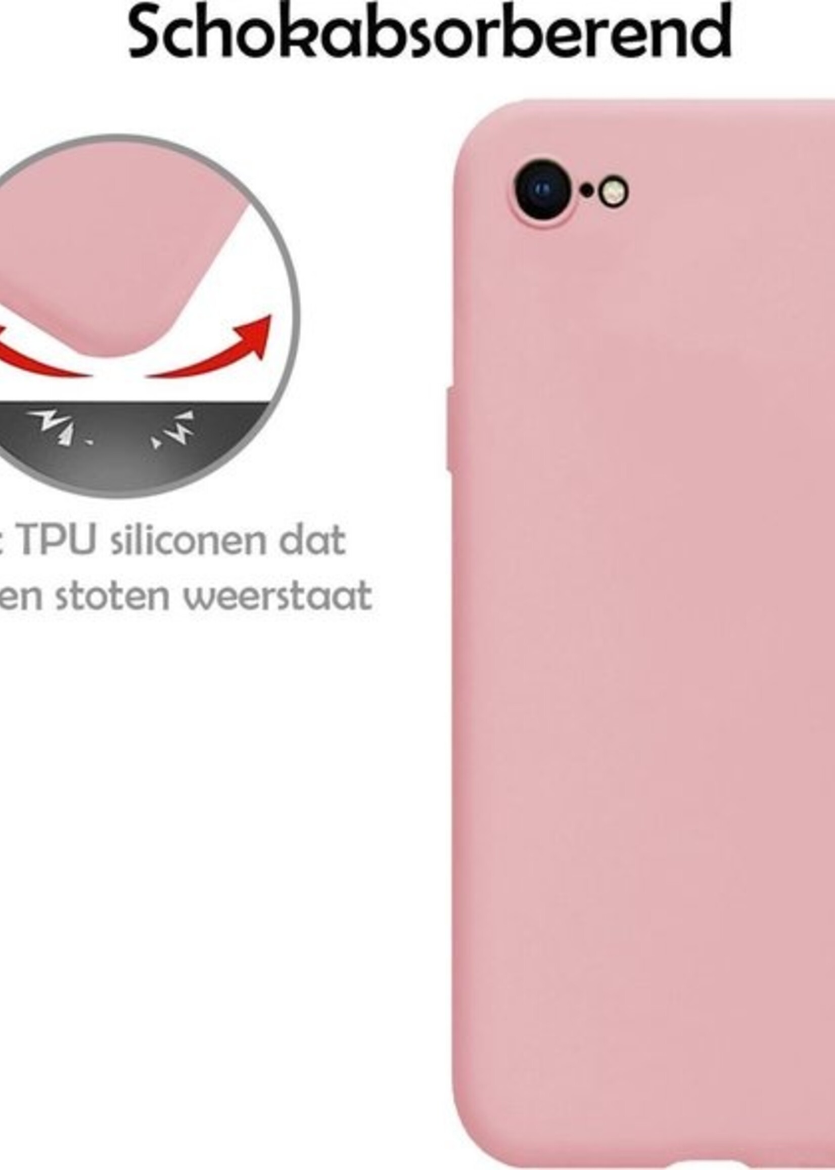 LUQ Hoesje Geschikt voor iPhone SE 2020 Hoesje Siliconen Case - Hoes Geschikt voor iPhone SE (2020) Hoes Siliconen - Lichtroze - 2 Stuks