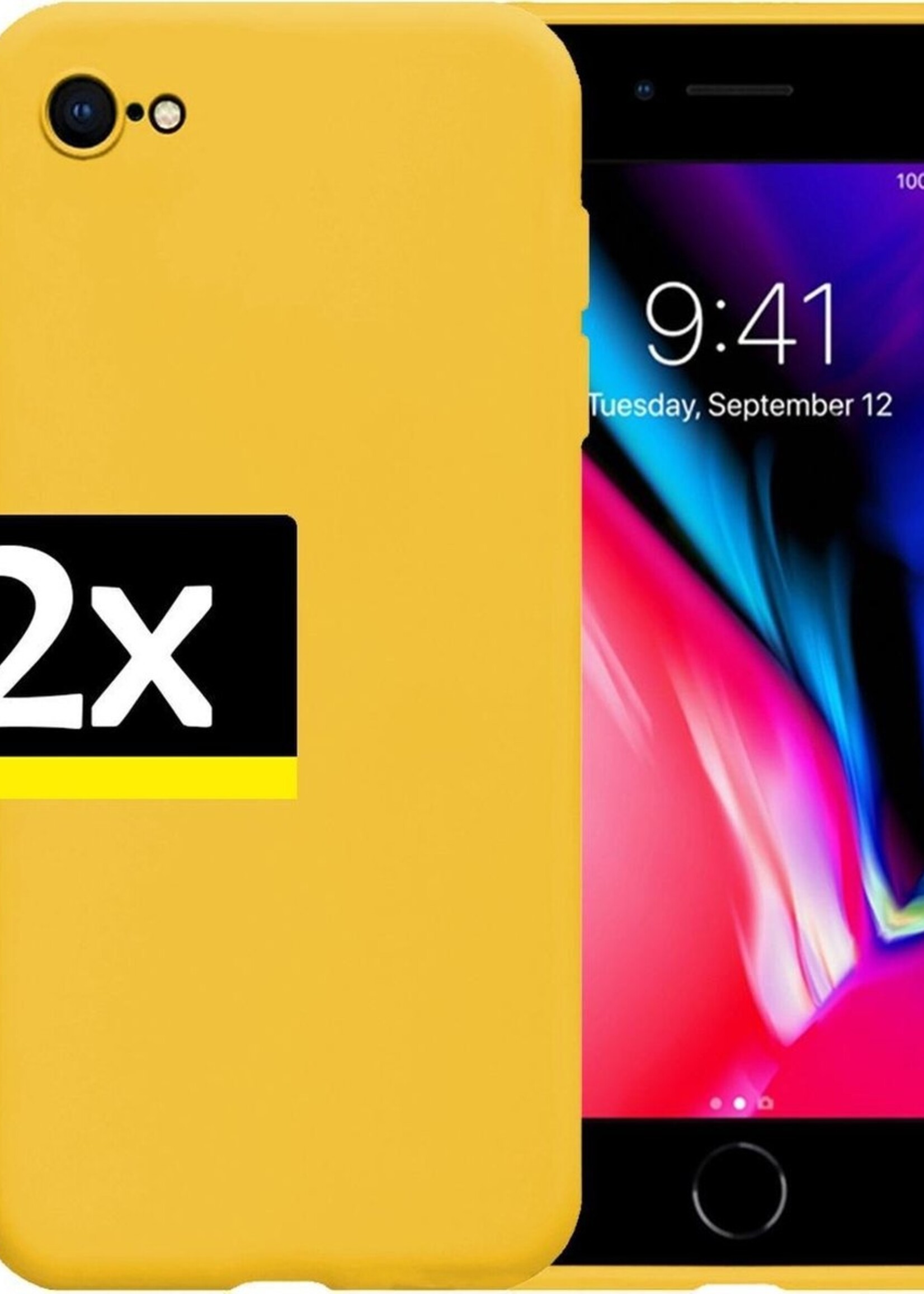 LUQ Hoesje Geschikt voor iPhone SE 2020 Hoesje Siliconen Case - Hoes Geschikt voor iPhone SE (2020) Hoes Siliconen - Geel - 2 Stuks