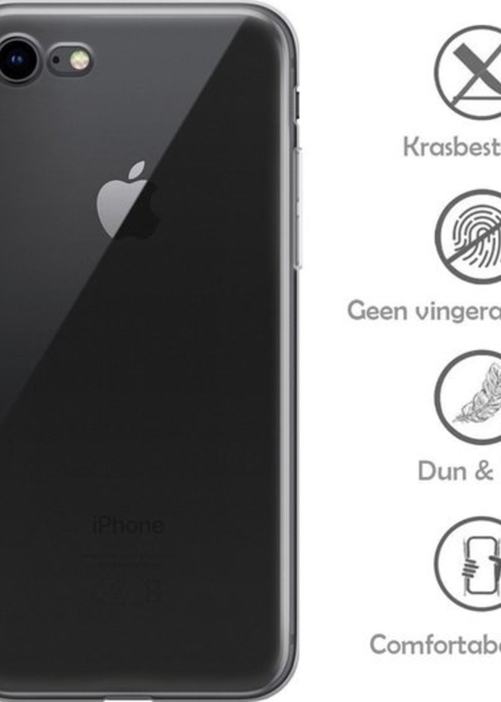 LUQ Hoesje Geschikt voor iPhone SE 2020 Hoesje Siliconen Case - Hoes Geschikt voor iPhone SE (2020) Hoes Siliconen - Transparant - 2 Stuks