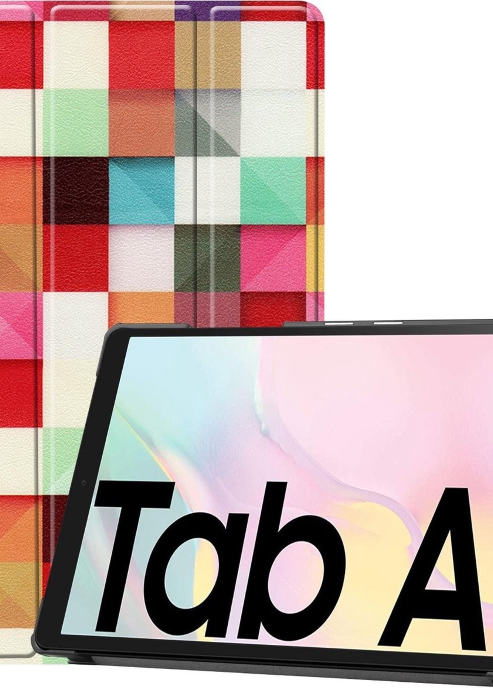 LUQ Hoes Geschikt voor Samsung Galaxy Tab A7 Hoes Luxe Hoesje Book Case - Hoesje Geschikt voor Samsung Tab A7 Hoes Cover - Blokken