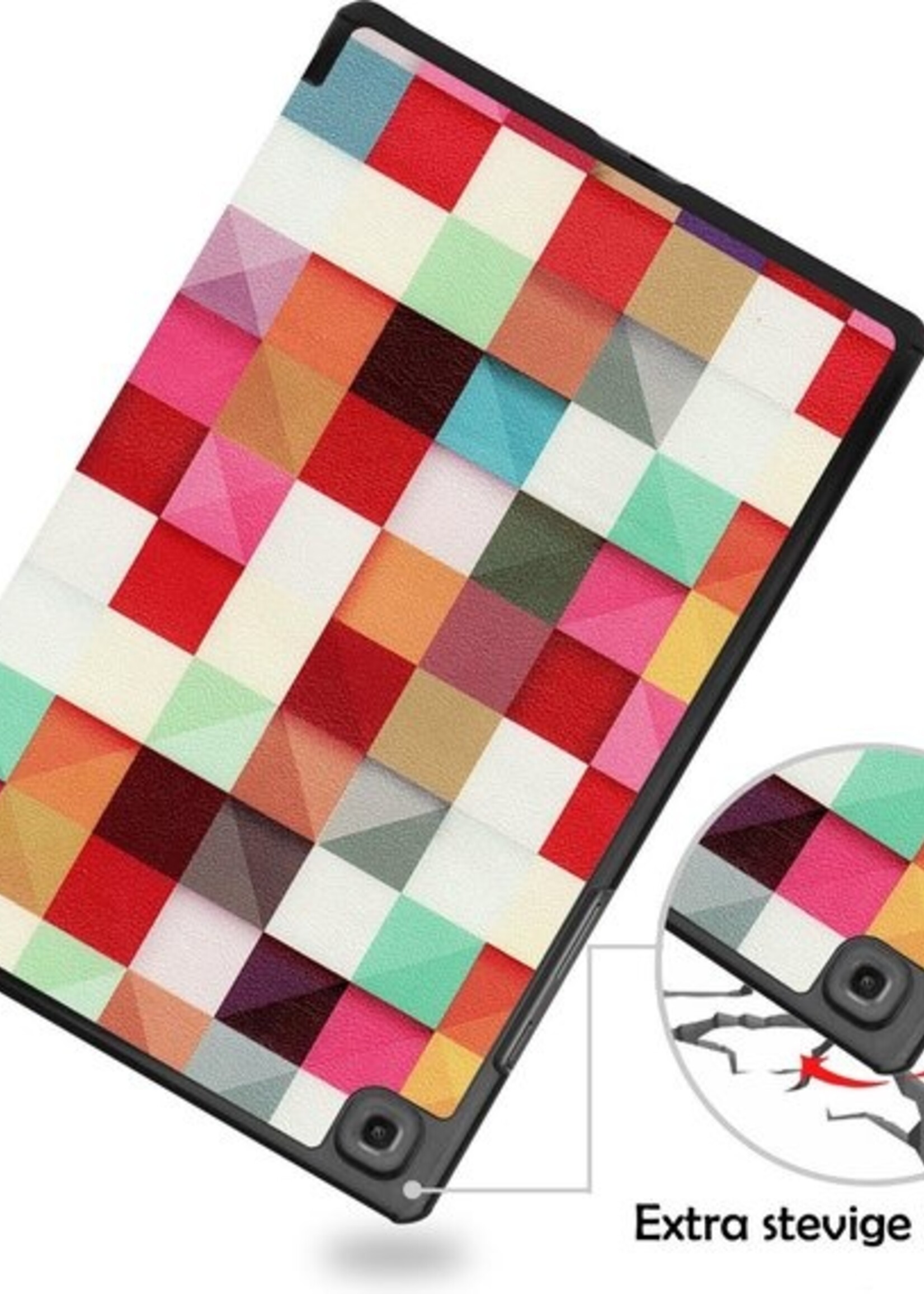 LUQ Hoes Geschikt voor Samsung Galaxy Tab A7 Hoes Luxe Hoesje Book Case - Hoesje Geschikt voor Samsung Tab A7 Hoes Cover - Blokken