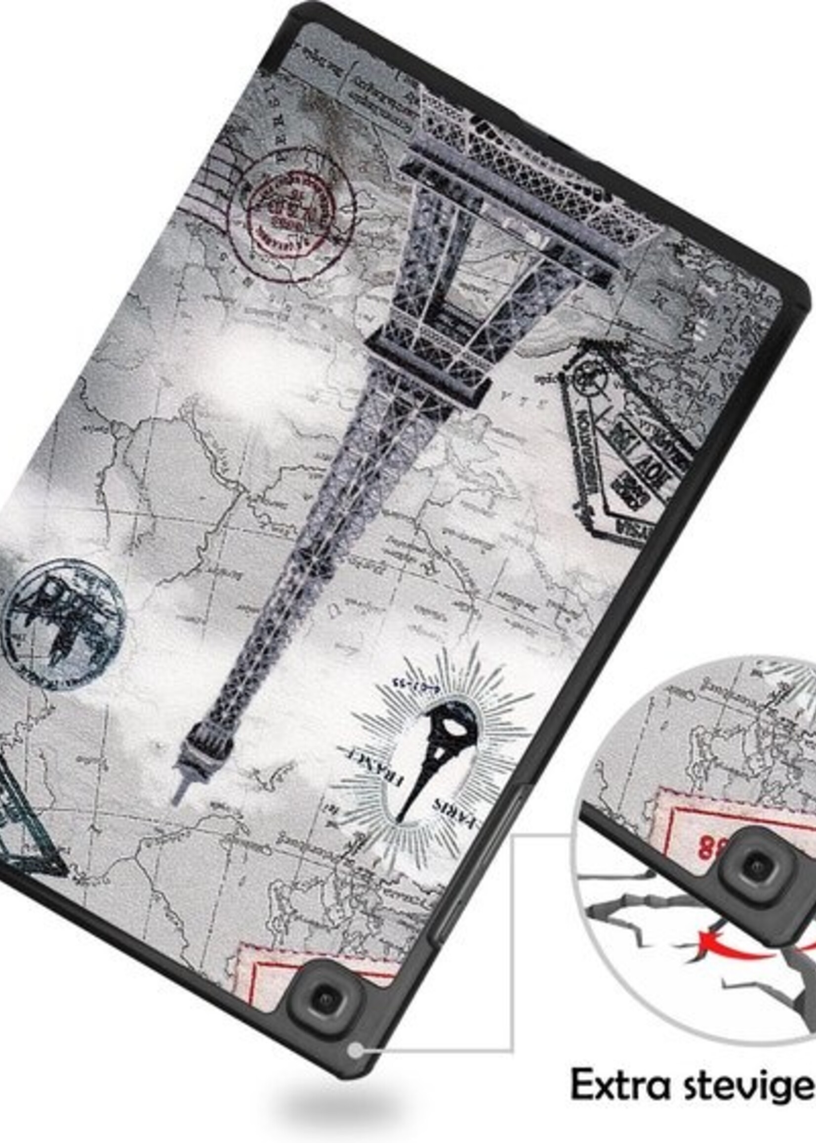 LUQ Hoes Geschikt voor Samsung Galaxy Tab A7 Hoes Luxe Hoesje Book Case - Hoesje Geschikt voor Samsung Tab A7 Hoes Cover - Eiffeltoren