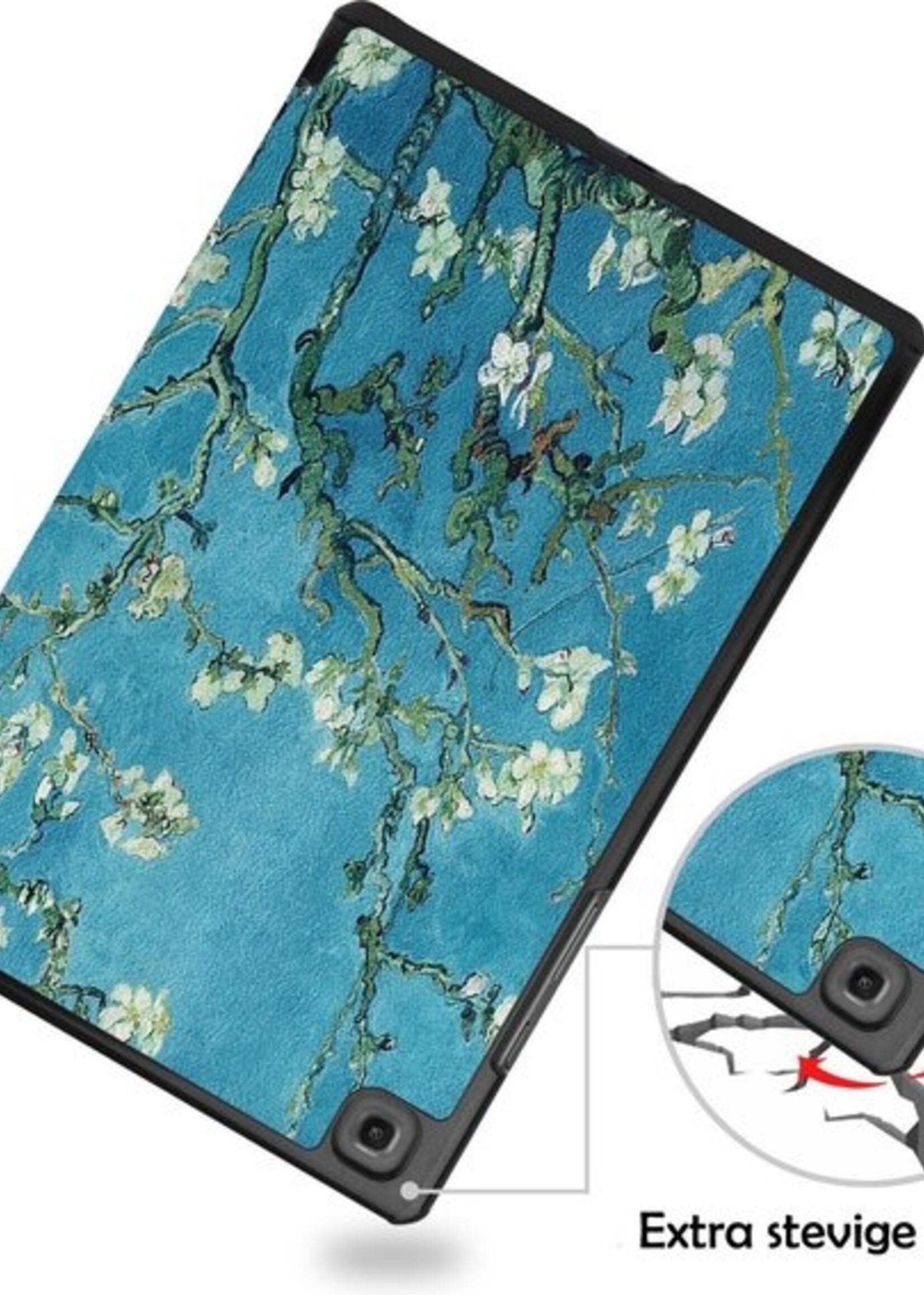 LUQ Hoes Geschikt voor Samsung Galaxy Tab A7 Hoes Luxe Hoesje Book Case - Hoesje Geschikt voor Samsung Tab A7 Hoes Cover - Bloesem