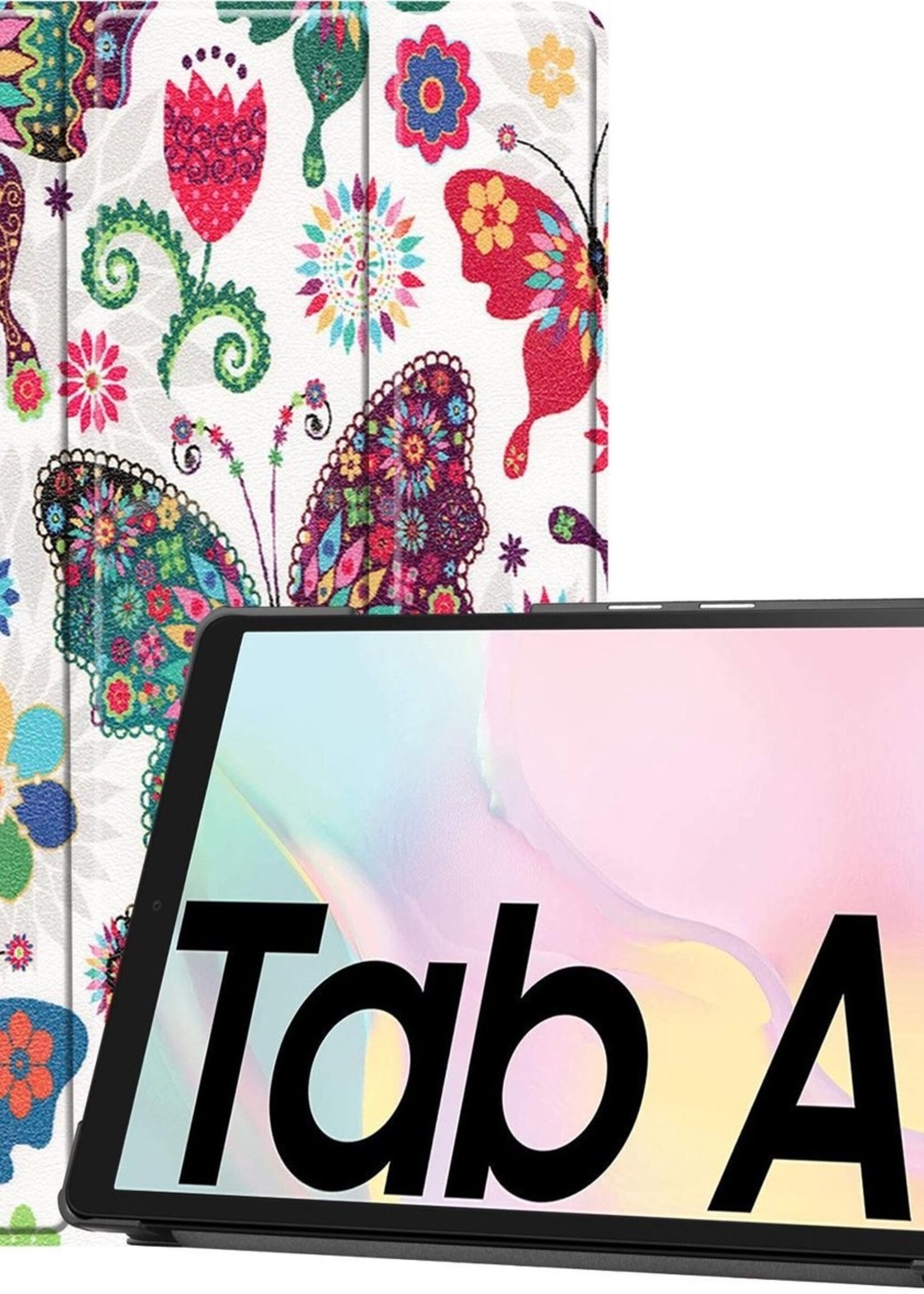 LUQ Hoes Geschikt voor Samsung Galaxy Tab A7 Hoes Luxe Hoesje Book Case - Hoesje Geschikt voor Samsung Tab A7 Hoes Cover - Vlinders