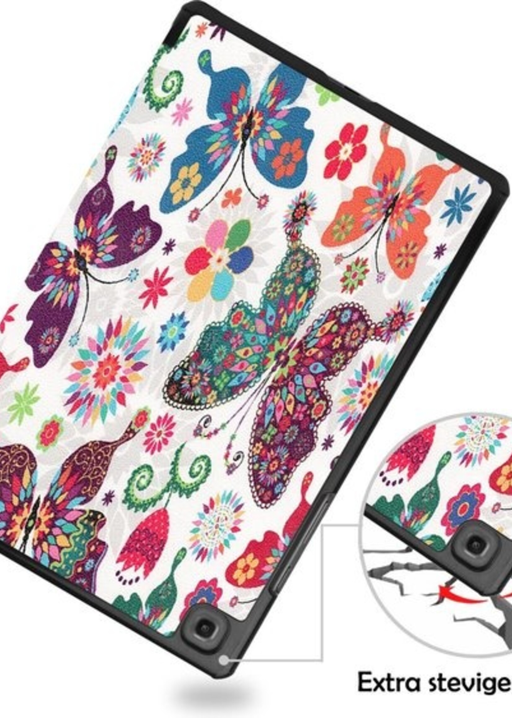 LUQ Hoes Geschikt voor Samsung Galaxy Tab A7 Hoes Luxe Hoesje Book Case - Hoesje Geschikt voor Samsung Tab A7 Hoes Cover - Vlinders